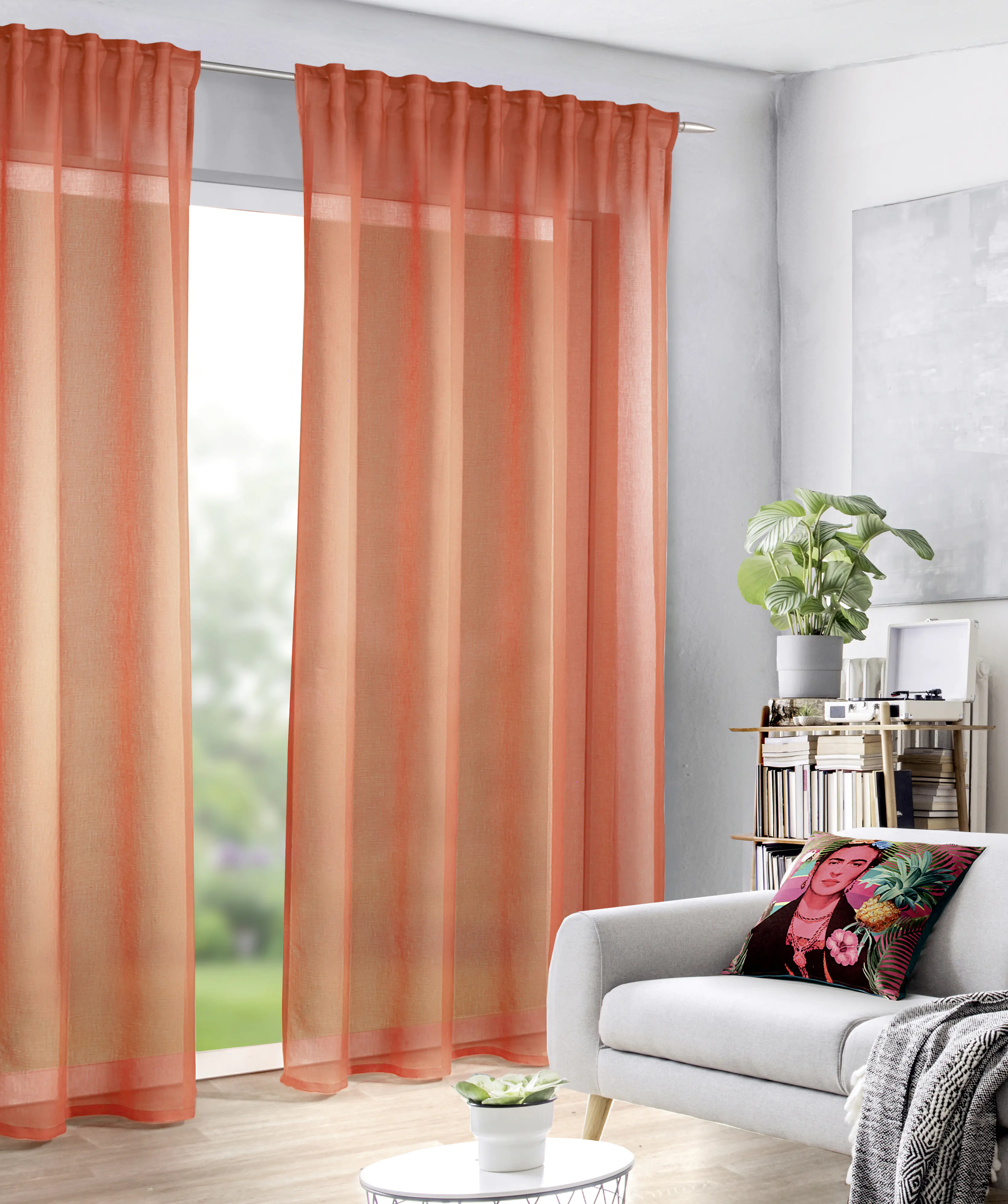 Sehlbach Gardine Schal Grasleinen koralle 245 x 135 cm 