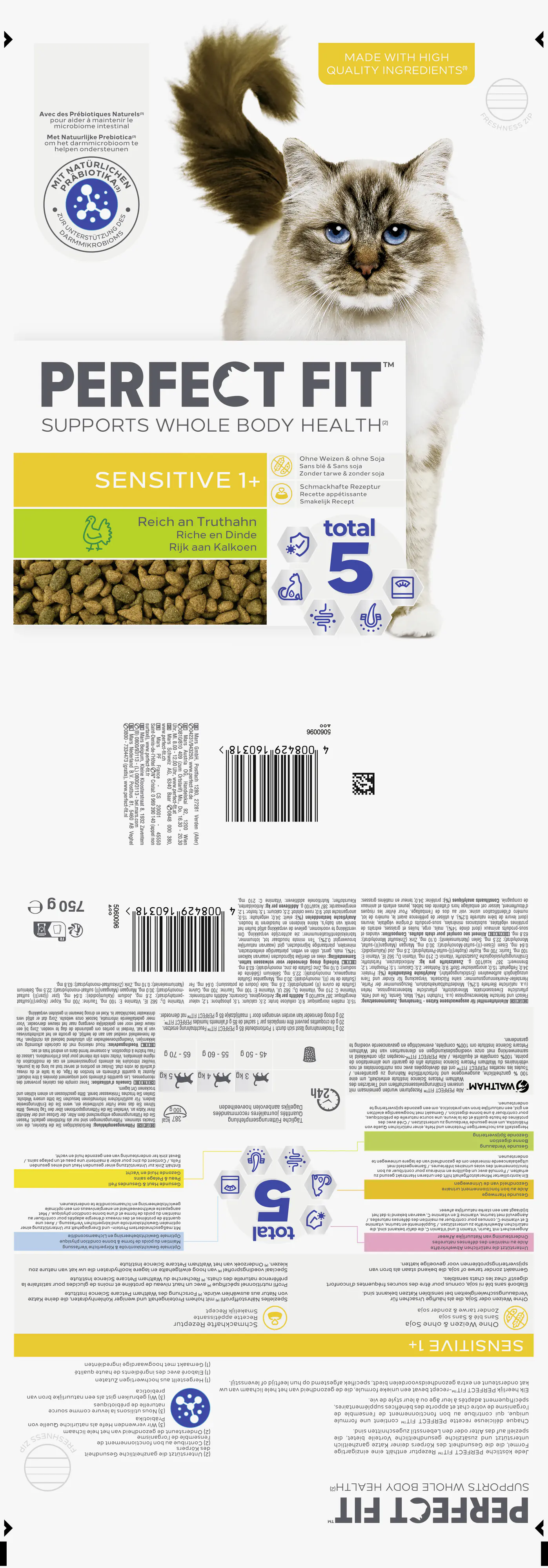 Perfect Fit Sensitive 1+ mit Truthahn Katzenfutter 750g