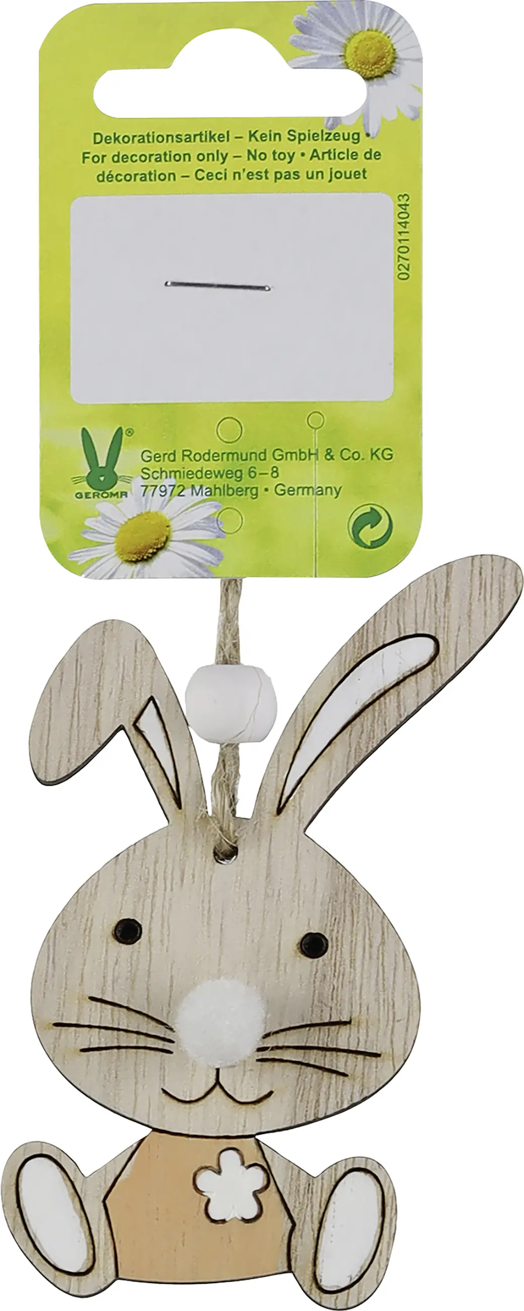 Osterdeko Anhänger Hase Holz 6,5 x 8,5 cm apricot