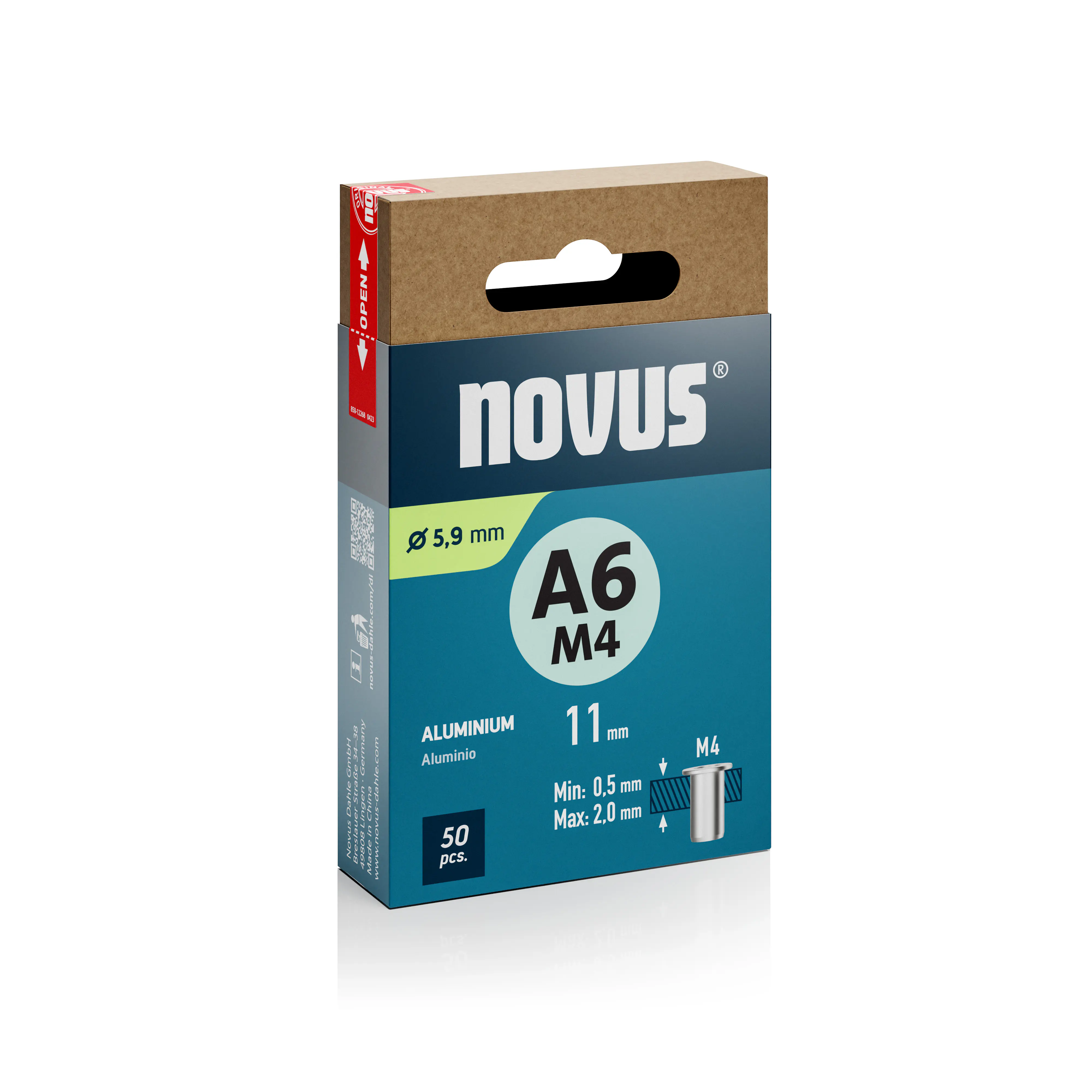 Novus Blindnietmuttern Typ M4 x 11 mm Aluminium Nietmutter 50 Stück Novus Blindnietmuttern Typ M4 x 11 mm Aluminium Nietmutter 50 Stück