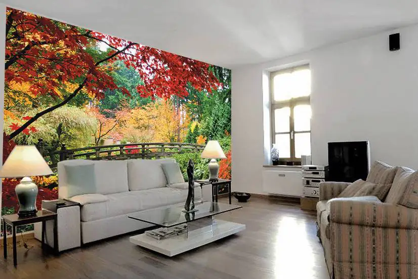 papermoon Vlies- Fototapete Digitaldruck 350 x 260 cm Bridge in Japanese Garden