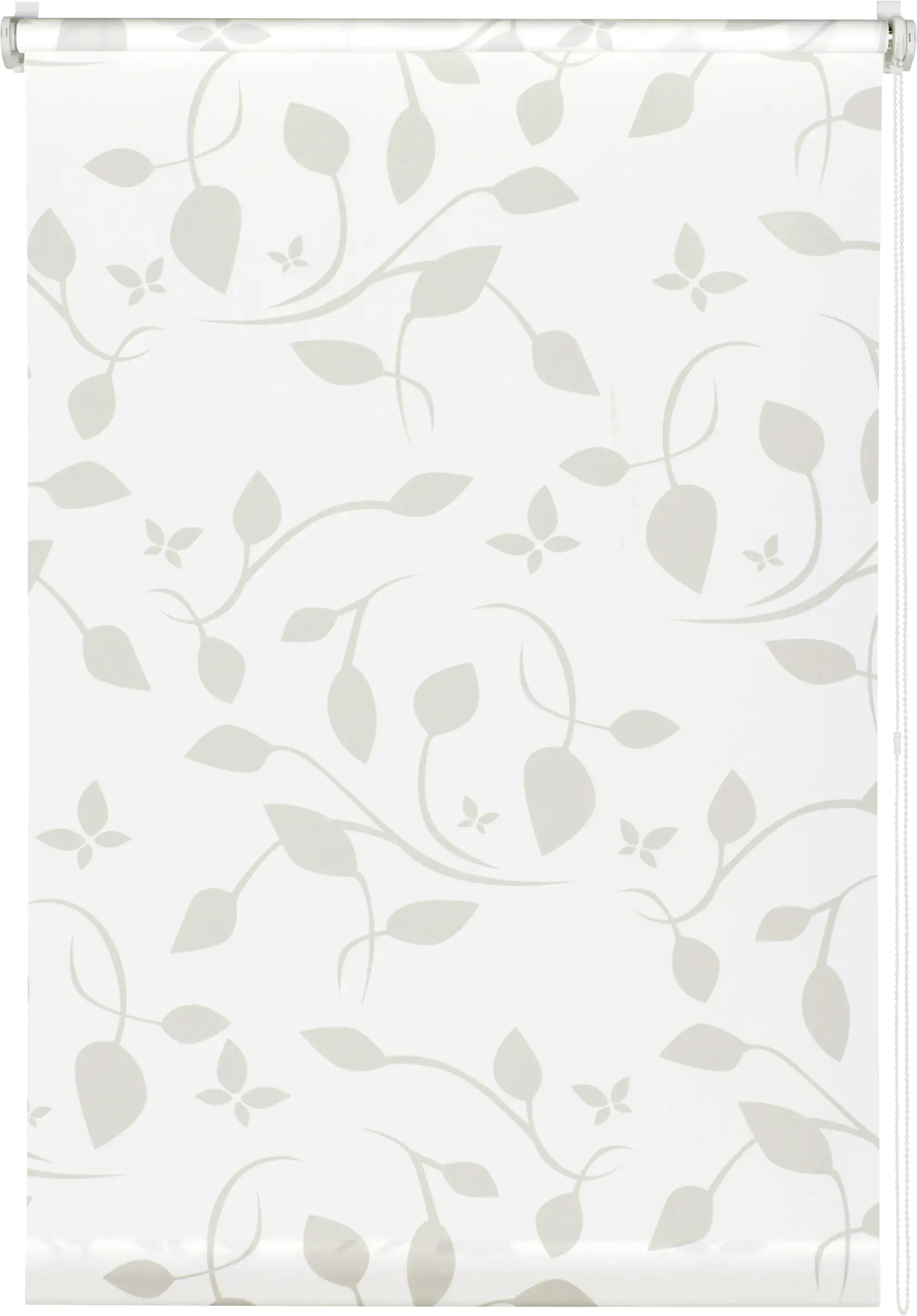 Gardinia EasyFix Rollo mit Blättern weiß beige 75 x 150 cm