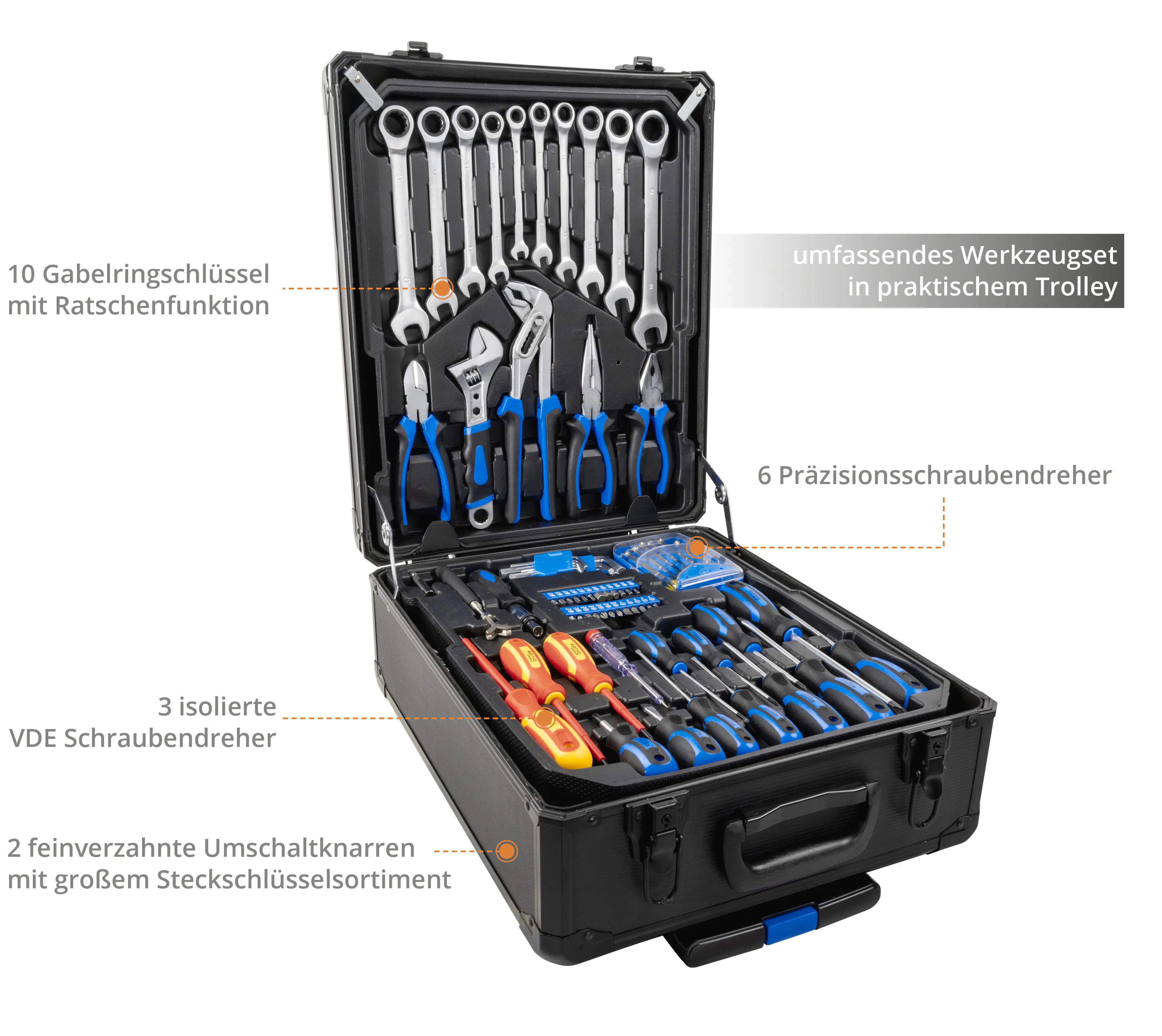 Güde Werkzeug-Trolley GWZT 500 Werkzeugkoffer 500-teilig