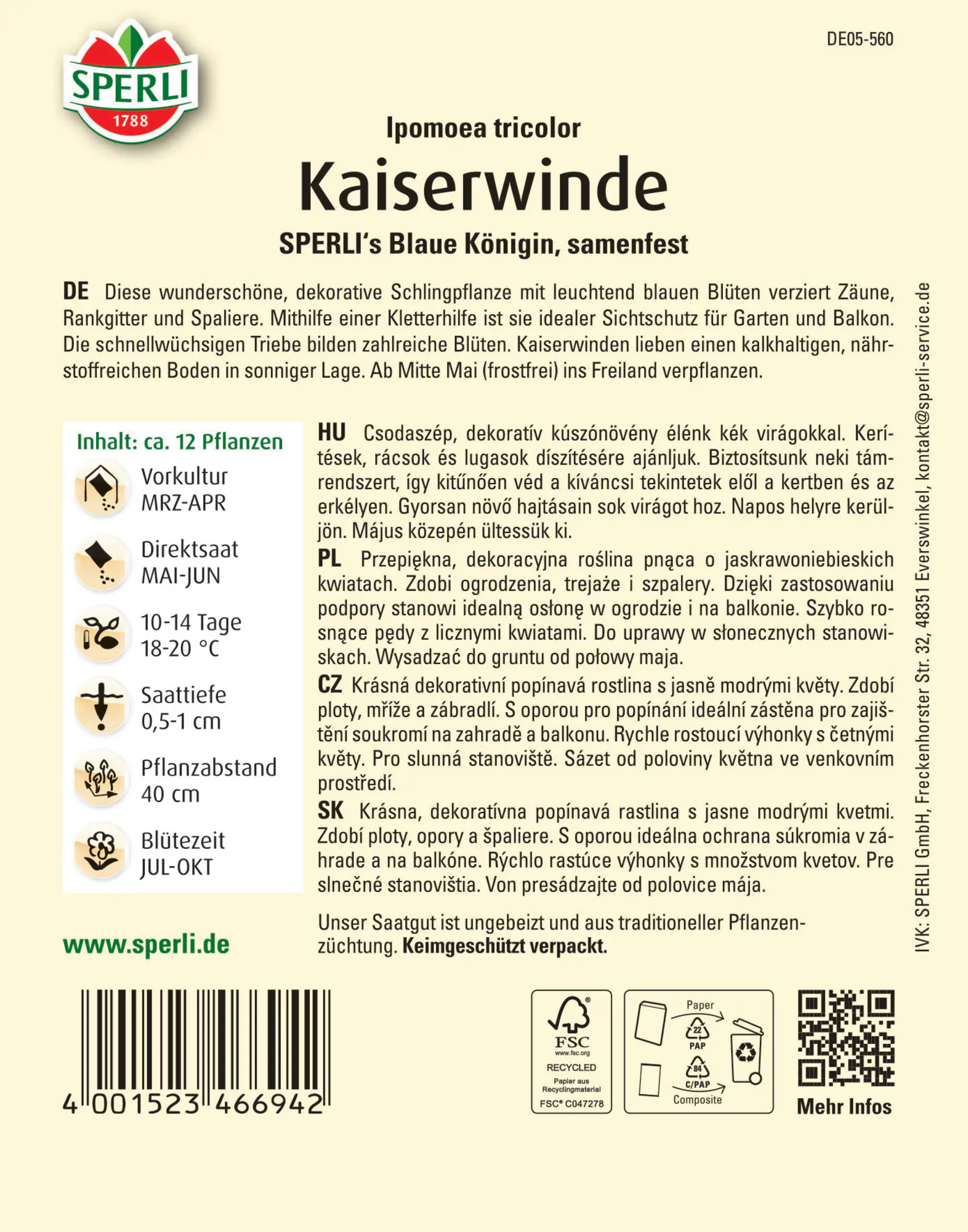Sperli Kaiserwinde Sperli's Blaue Königin