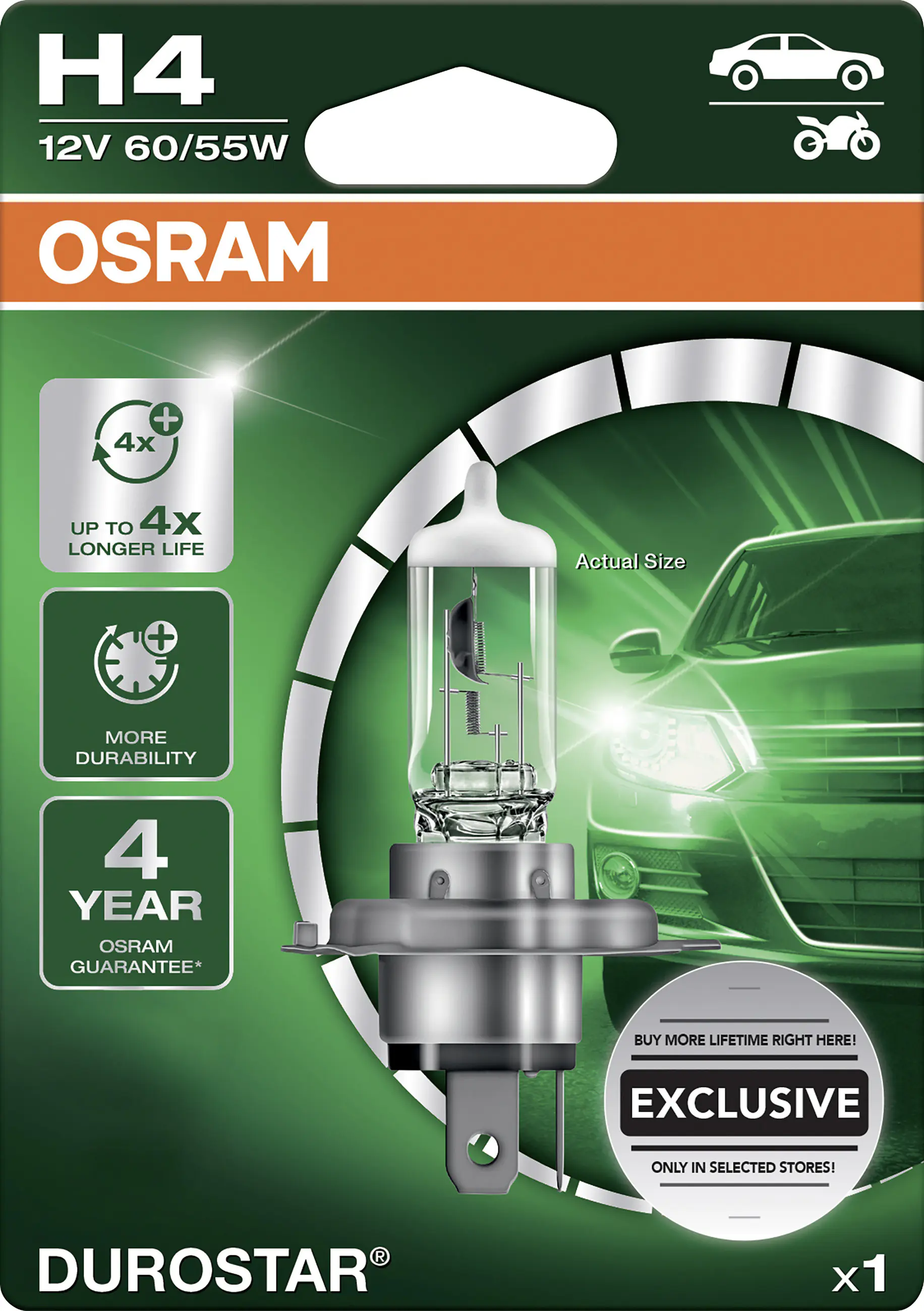 Osram Scheinwerferlampe H4 Durostar 2.0