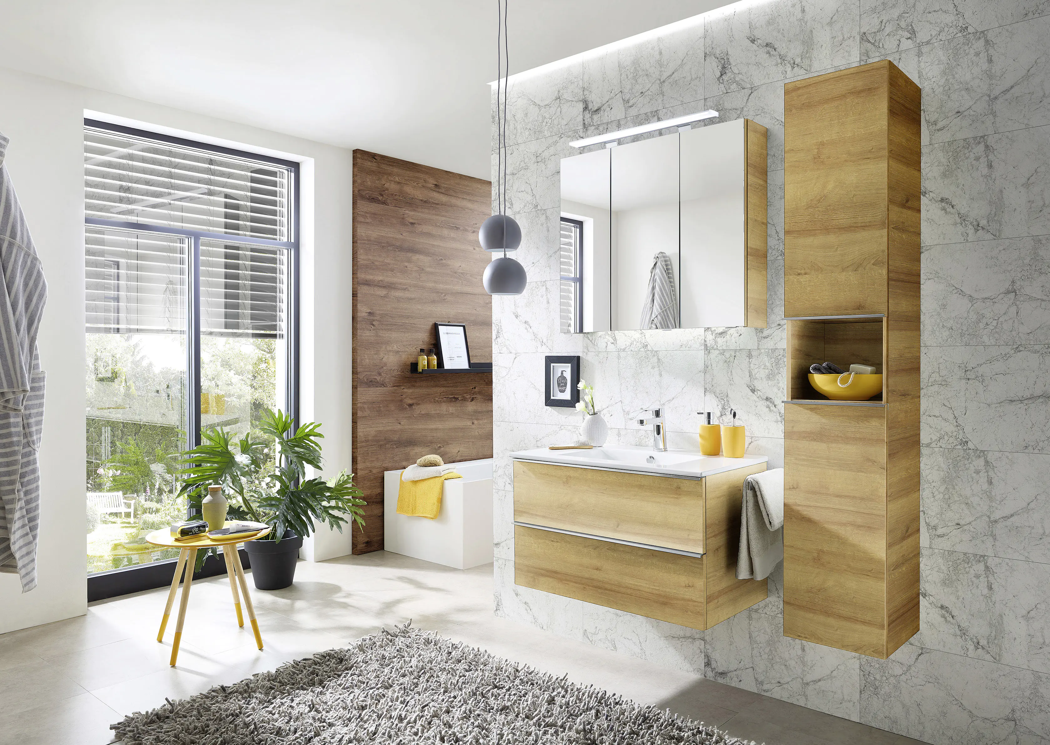 Primaster Bad-Set Düsseldorf riviera 81 cm LED-Leuchten, Keramikwaschtisch