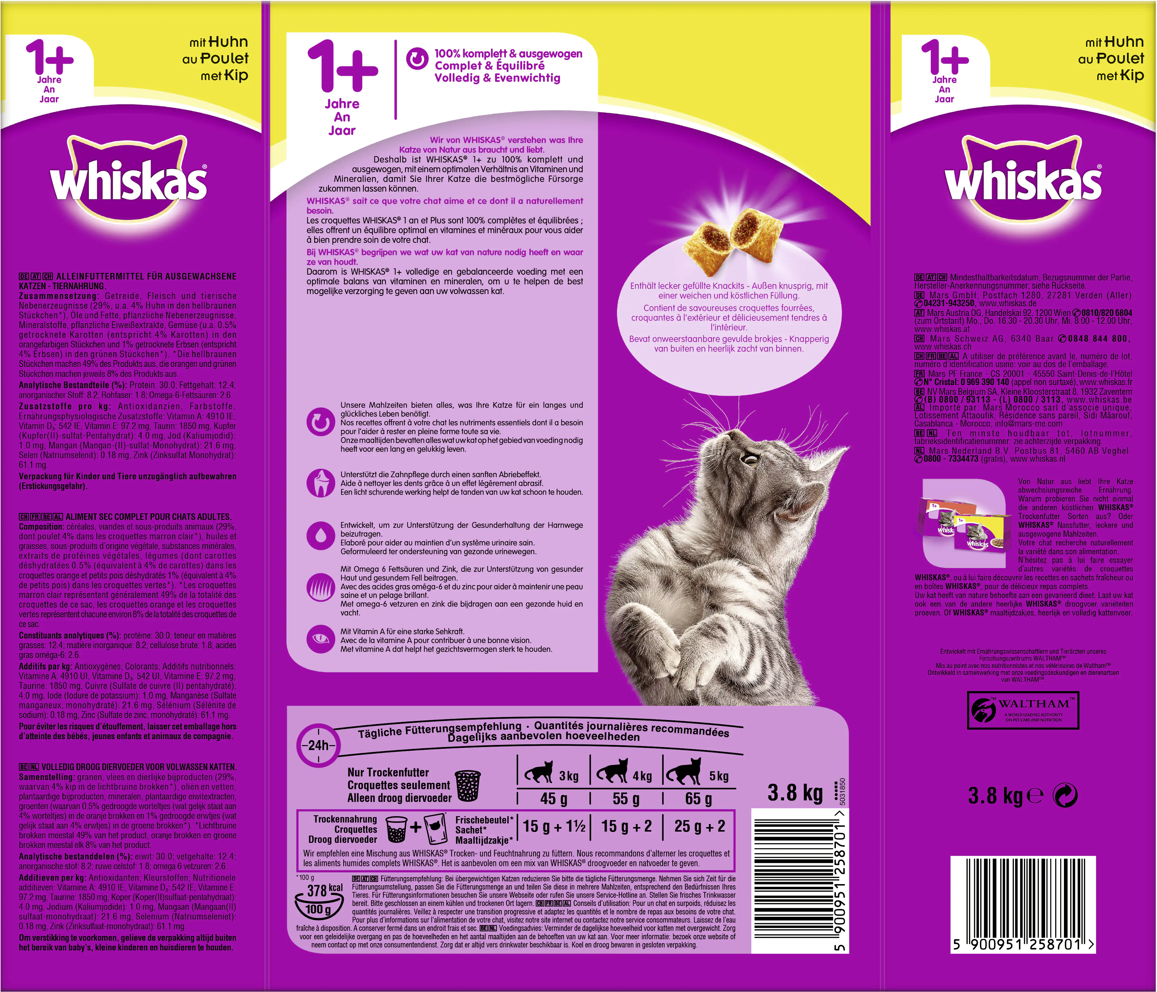 Whiskas Katzenfutter Adult 1+ mit Huhn 3,8 kg