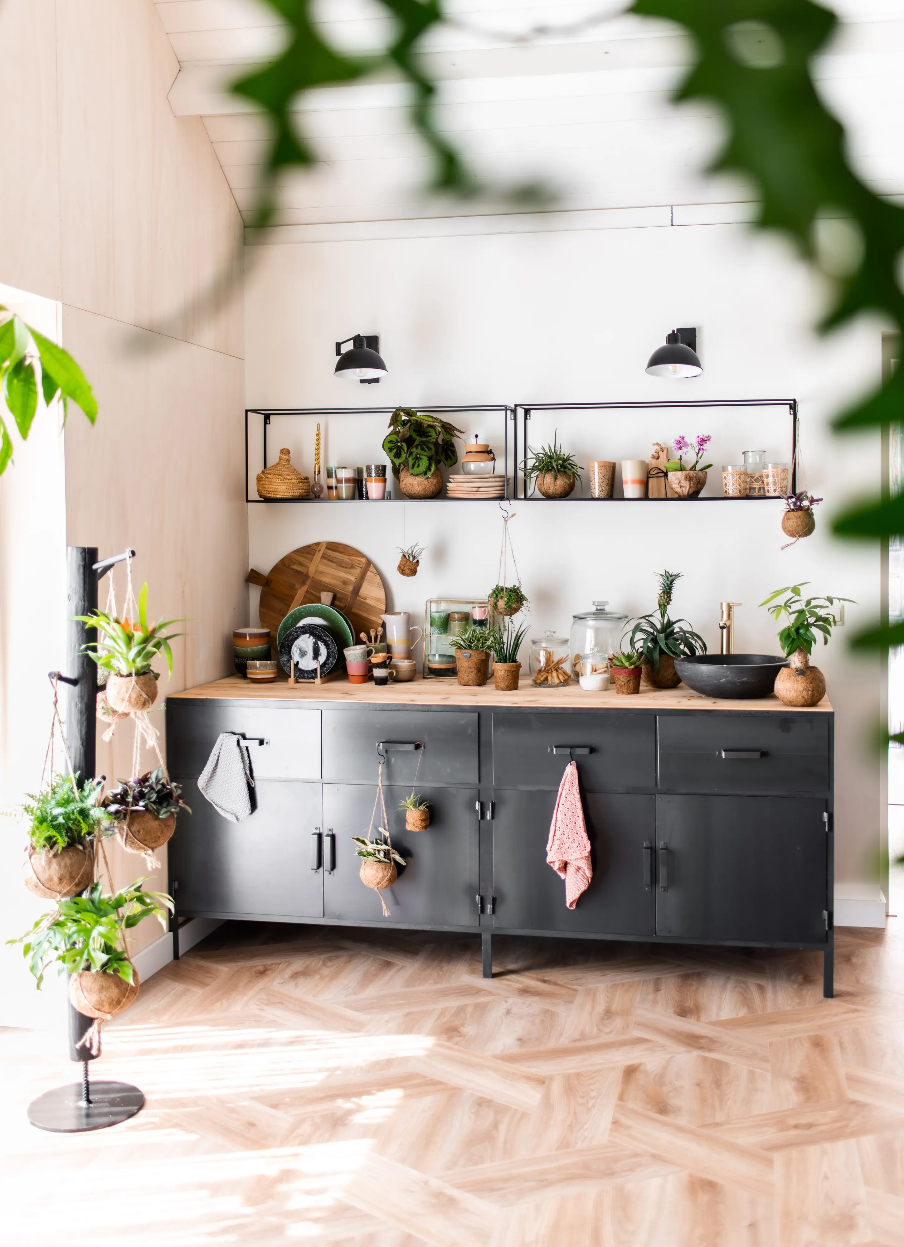 Hängeampel Kokodama Kokosfasern 20 x 17 cm braun