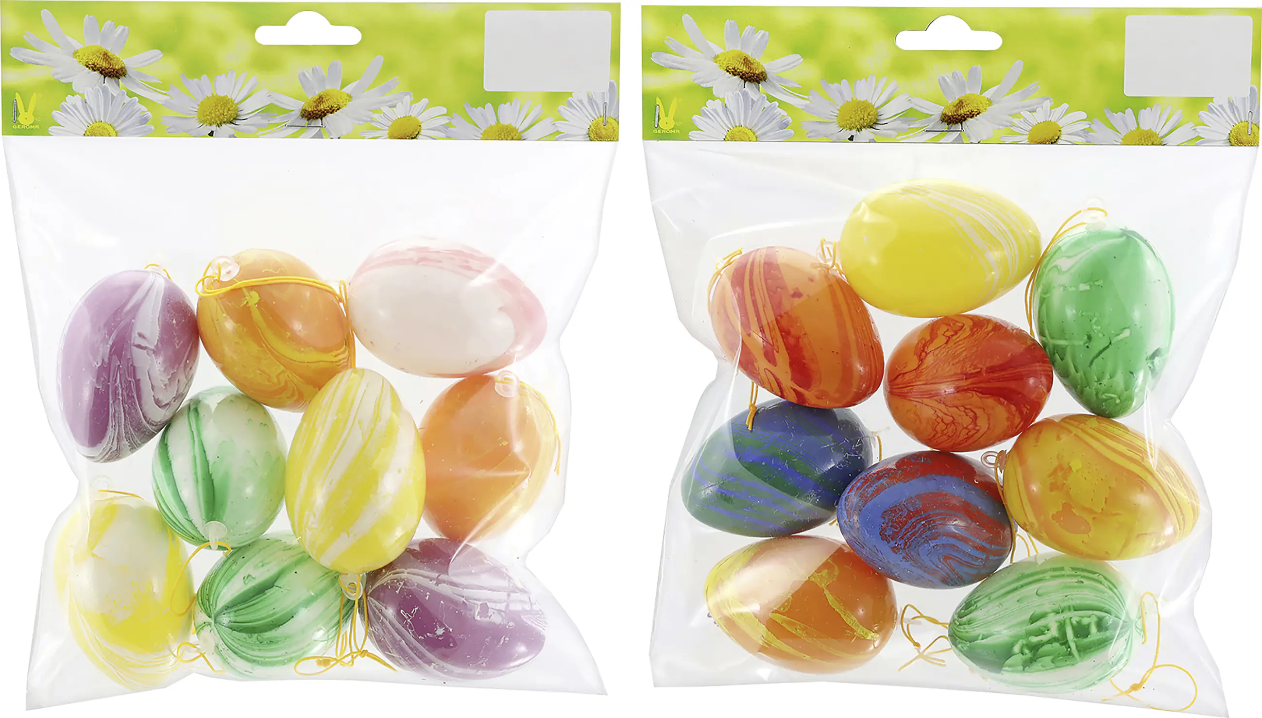 Ostereier Kunststoff zum Hängen 6 x 3 cm bunt marmoriert 9 Stück