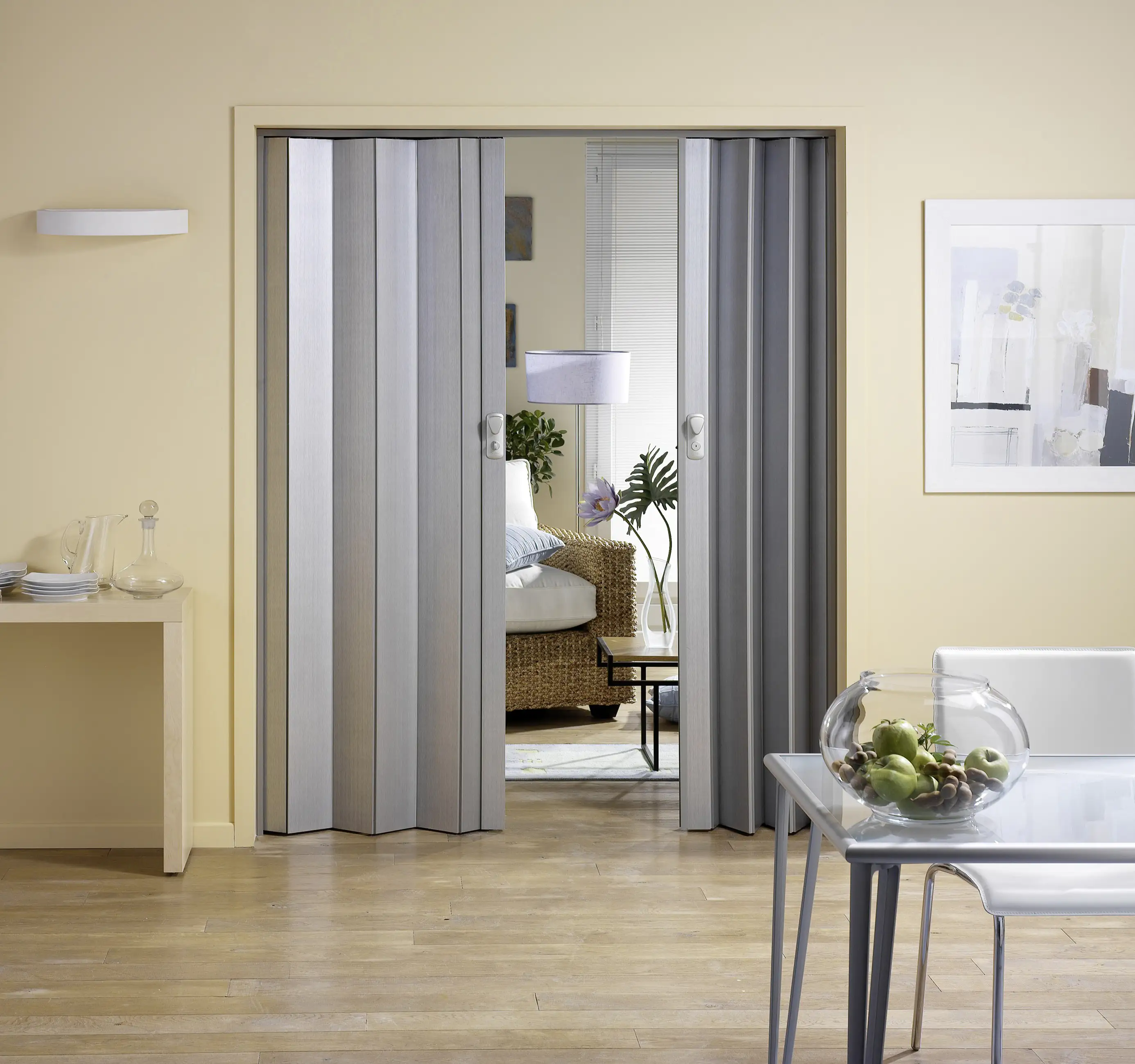 Grosfillex Falttüre Spacy Aluminium Optik 84 x 205 cm