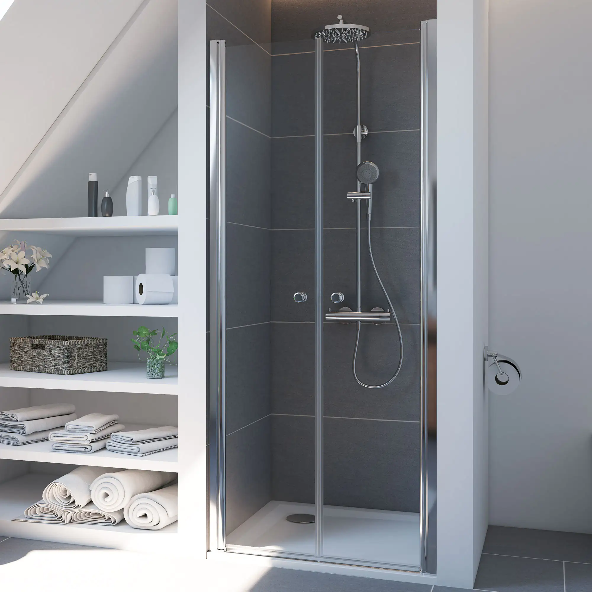 Breuer Elana Dusch-Pendeltür für Nische 90 cm Alu silber CER+ Breuer Elana Dusch-Pendeltür für Nische 90 cm Alu silber CER+