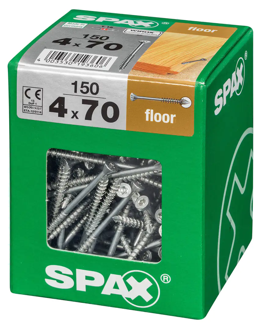 Spax Dielenschrauben 4.0 x 70 mm TX 10 - 150 Stk. Spax Dielenschrauben 4.0 x 70 mm TX 10 - 150 Stk.