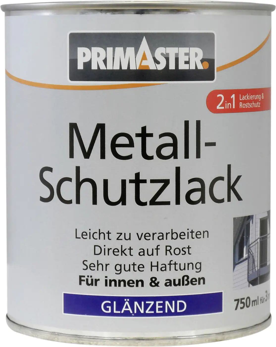Primaster Metall-Schutzlack RAL 9010 750 ml reinweiß glänzend