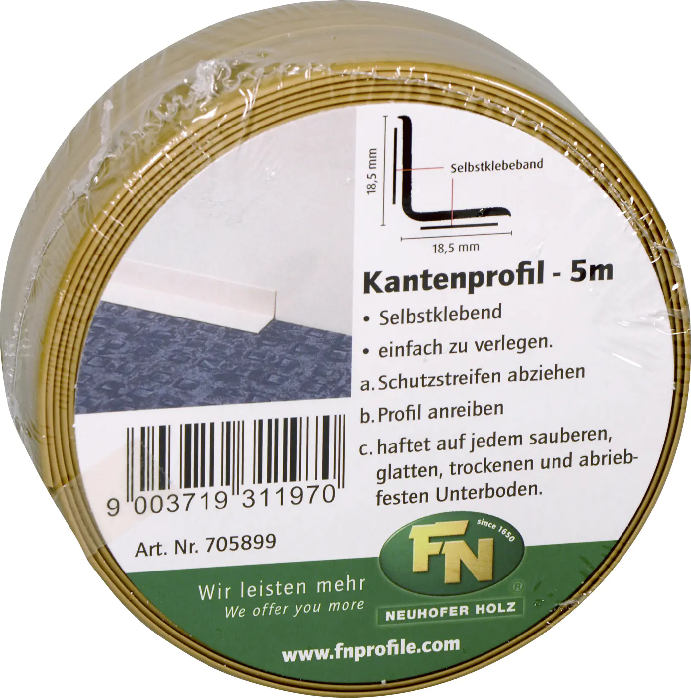 FN Neuhofer Knickwinkelleiste 500 cm 18,5 x 18,5 mm Eiche