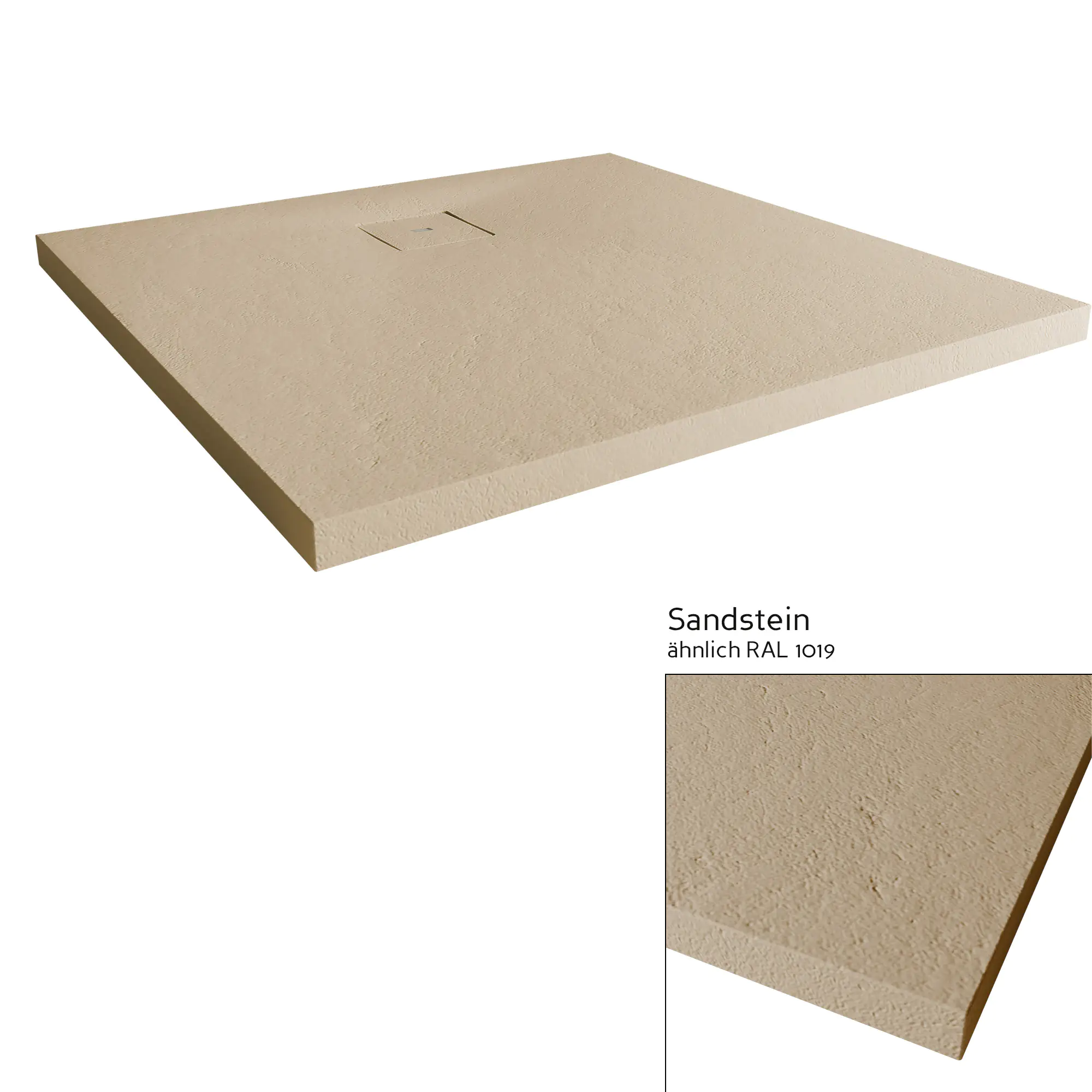 Breuer Duschwanne Modern Line Sandstein Quadrat, 90x90 cm, Höhe: 3,5 cm