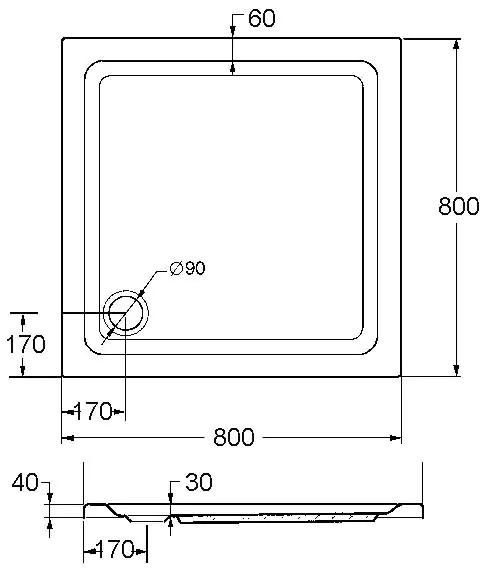 Ottofond Duschwanne Rubi 80 x 80 x 3 cm, weiß Ottofond Duschwanne Rubi 80 x 80 x 3 cm, weiß