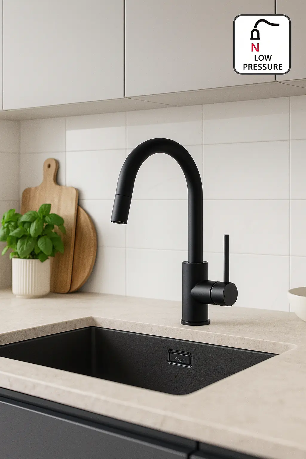 Primaster Küchenarmatur mit herausziehbarer Brause Paris schwarz matt