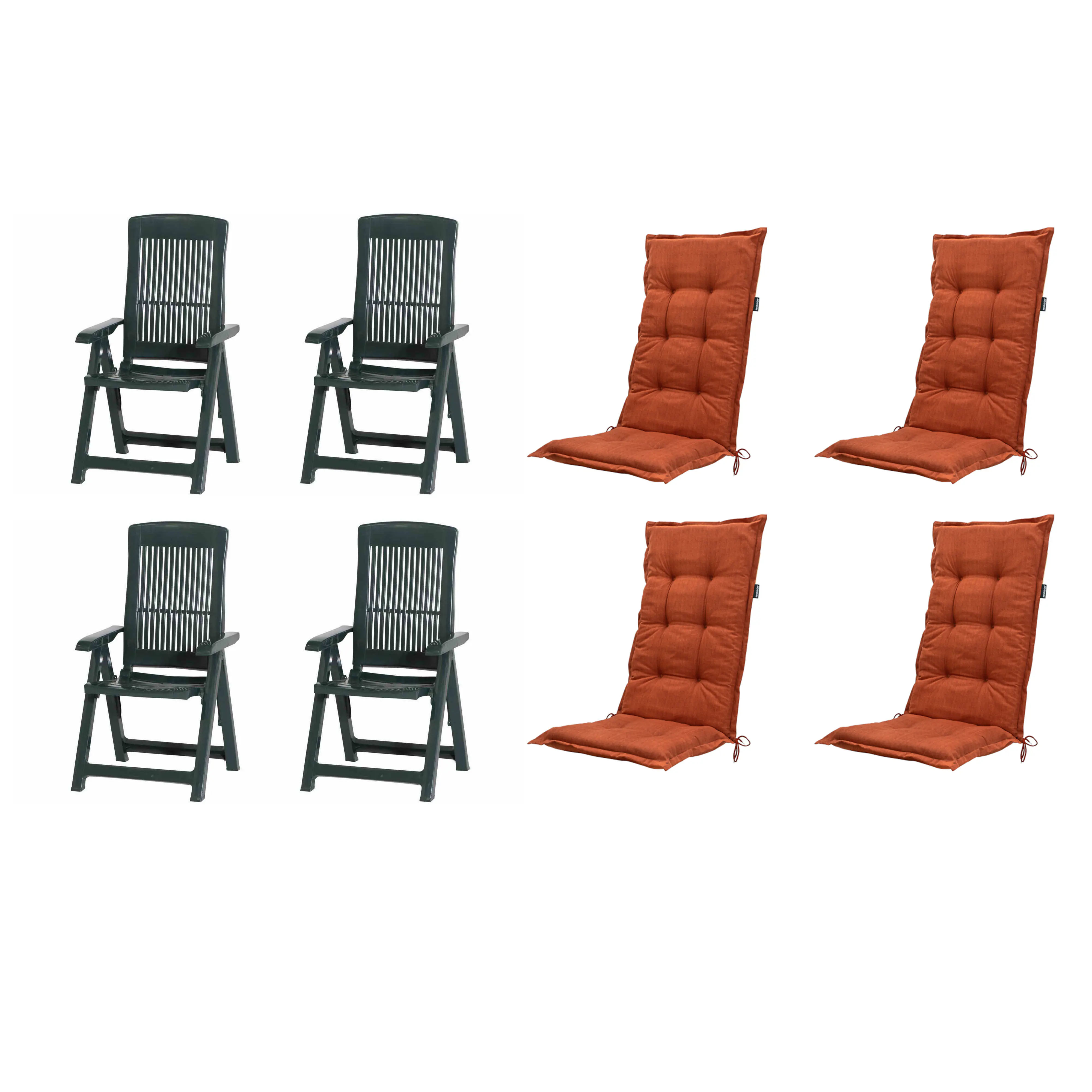 Progarden Gartenstuhl-Set Tampa mit Auflagen grün/terrakotta 8-tlg.