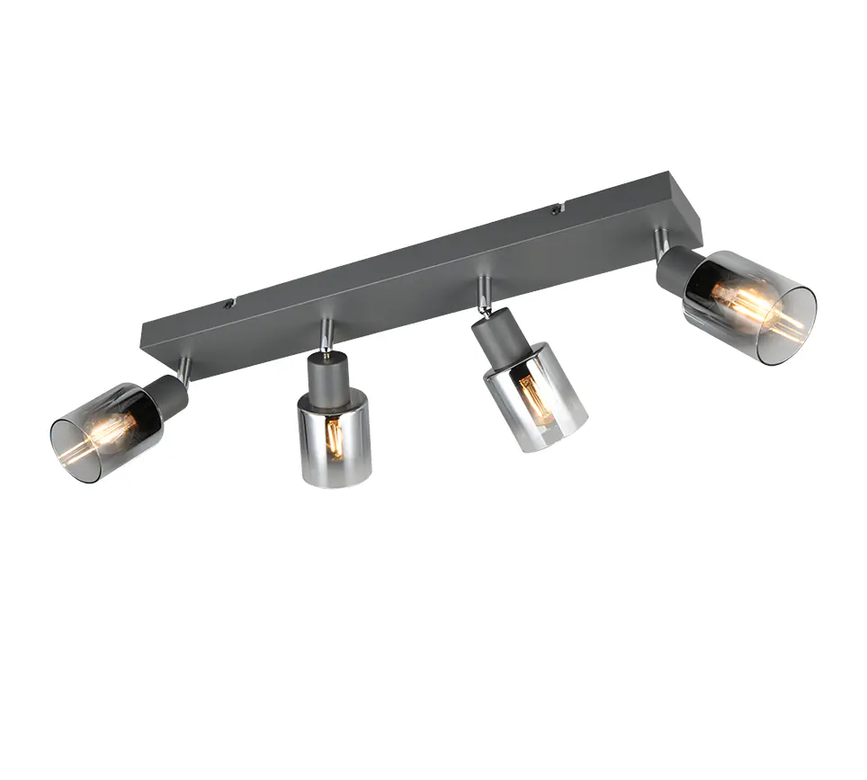 Reality Deckenstrahler 4er Spot Cadiz E14  schwarz Metall Glas Reality Deckenstrahler 4er Spot Cadiz E14  schwarz Metall Glas