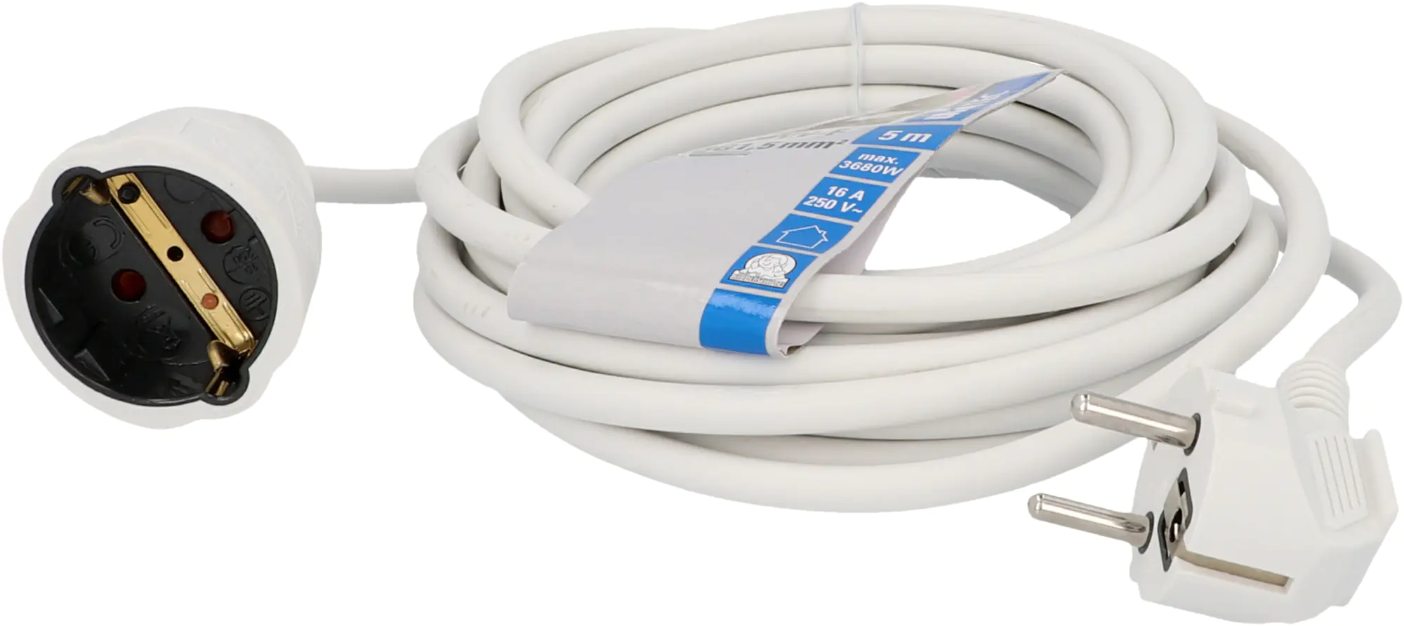 Unitec Schutzkontakt-Verlängerungskabel 5 m H05VV-F 1,5 mm² weiß