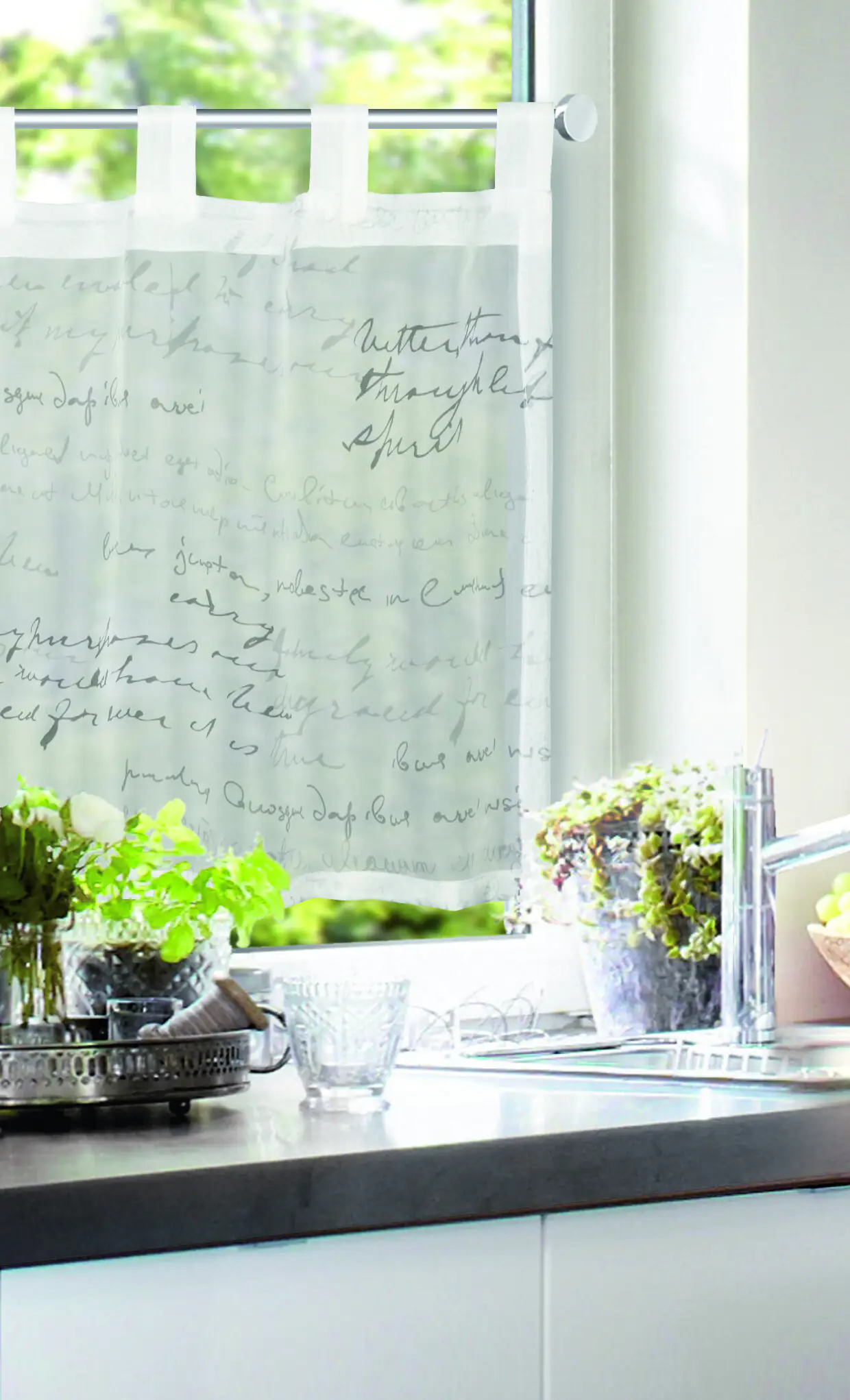 Neusser Collection Schlaufenpanneau Judit weiß-grau, 45 x 135 cm