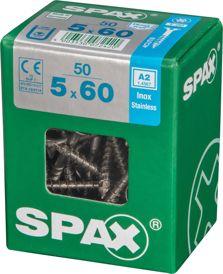 Spax Universalschrauben 5.0 x 60 mm TX 20 Senkkopf - 50 Stk.