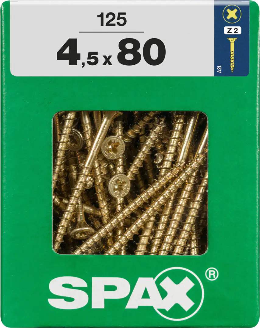 Spax Universalschrauben 4.5 x 80 mm PZ 2 - 125 Stk.