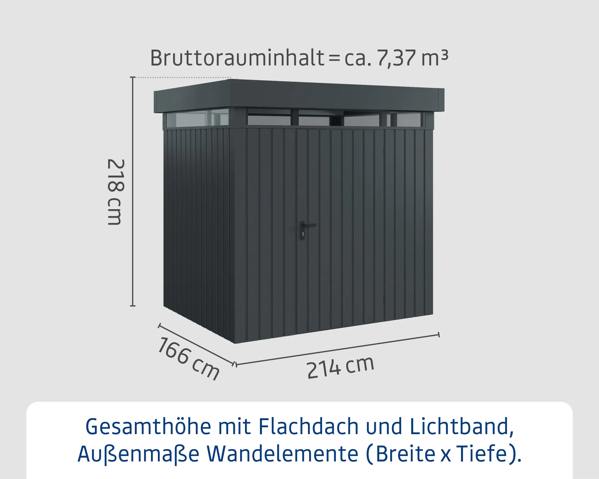EcoStar Metallgerätehaus Euroline EFD4 LB anthrazit 214 x 166 cm 1-flg. EcoStar Metallgerätehaus Euroline EFD4 LB anthrazit 214 x 166 cm 1-flg.