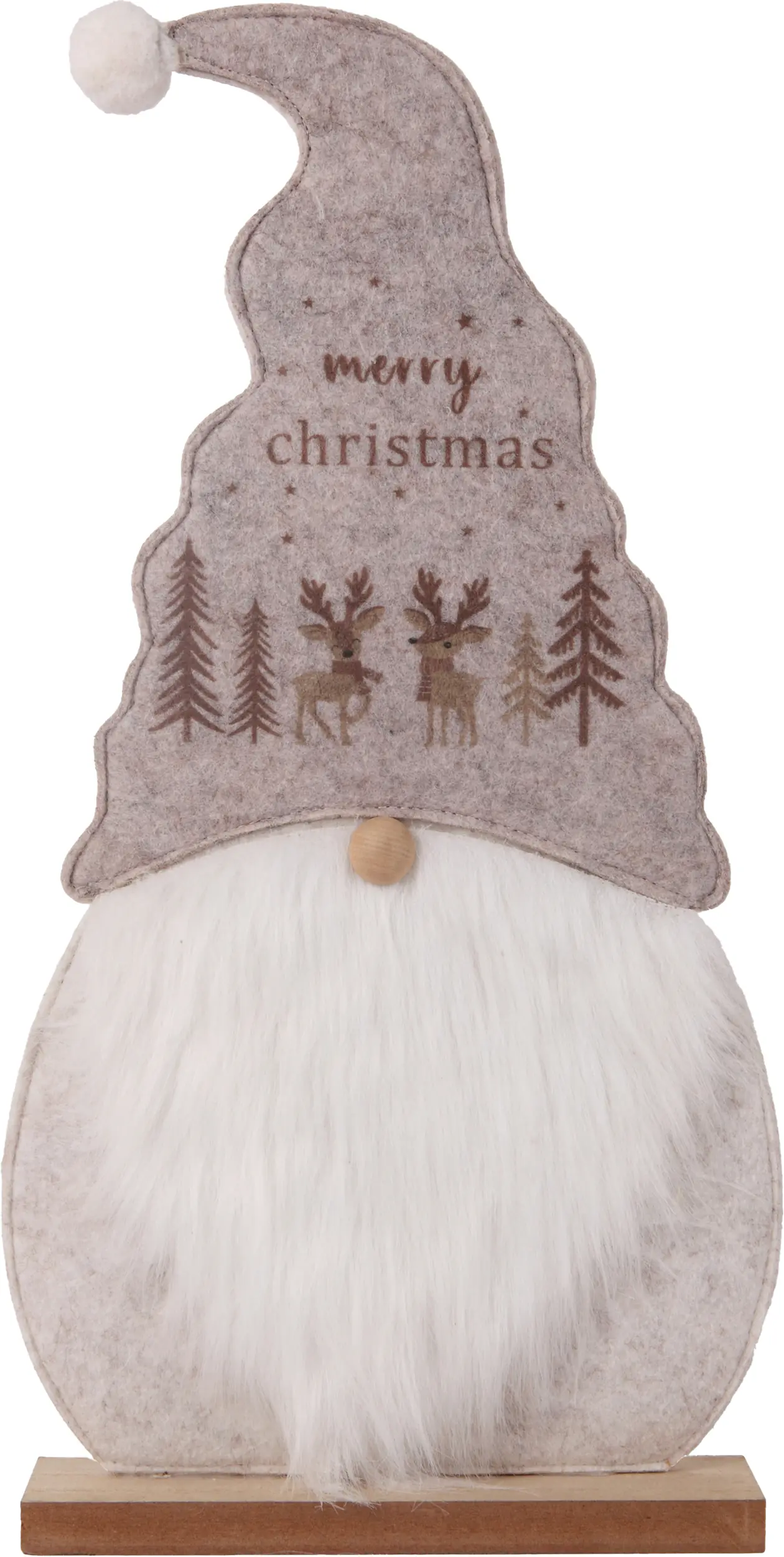 Dekoaufsteller Zwerg Holz 43 x 23 cm grau weiß