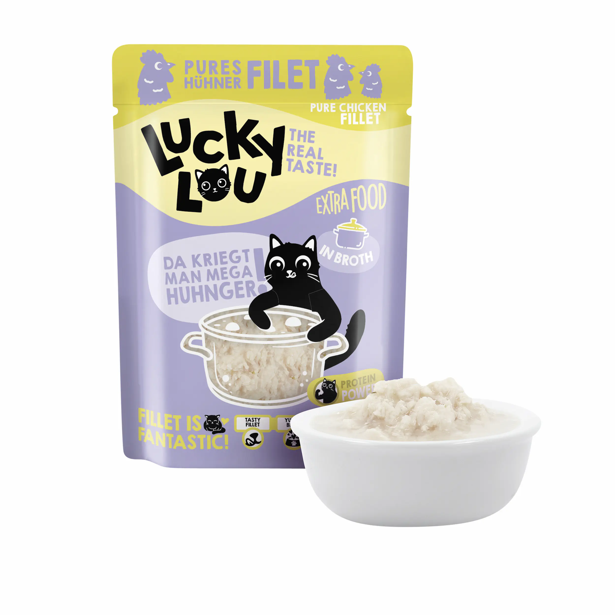 Lucky Lou Extrafood Katzennassfutter Adult getreidefrei 70 g Hühnerfilet in Sud