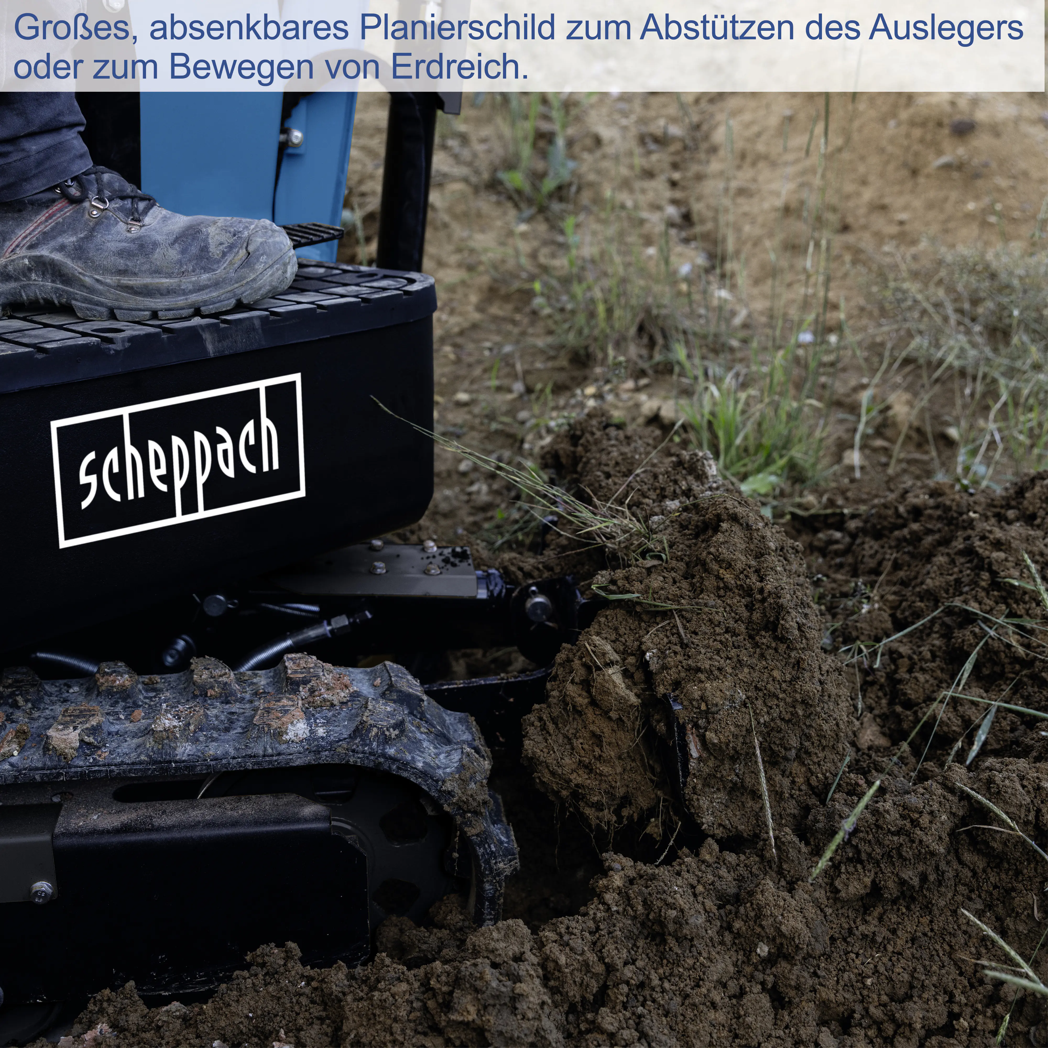 Scheppach Mini-Bagger EXC815 XXL Set inkl. Zubehör 69 cm Spurbreite