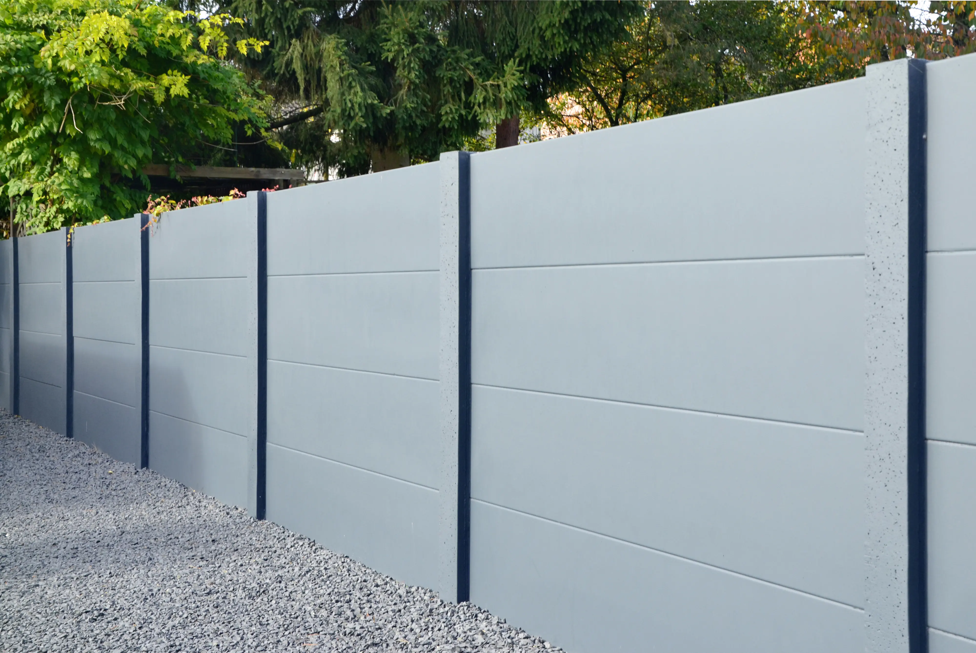 Betonzaun Erweiterungsset glatte Platte S-Motiv mit Eckpfosten 154 cm 