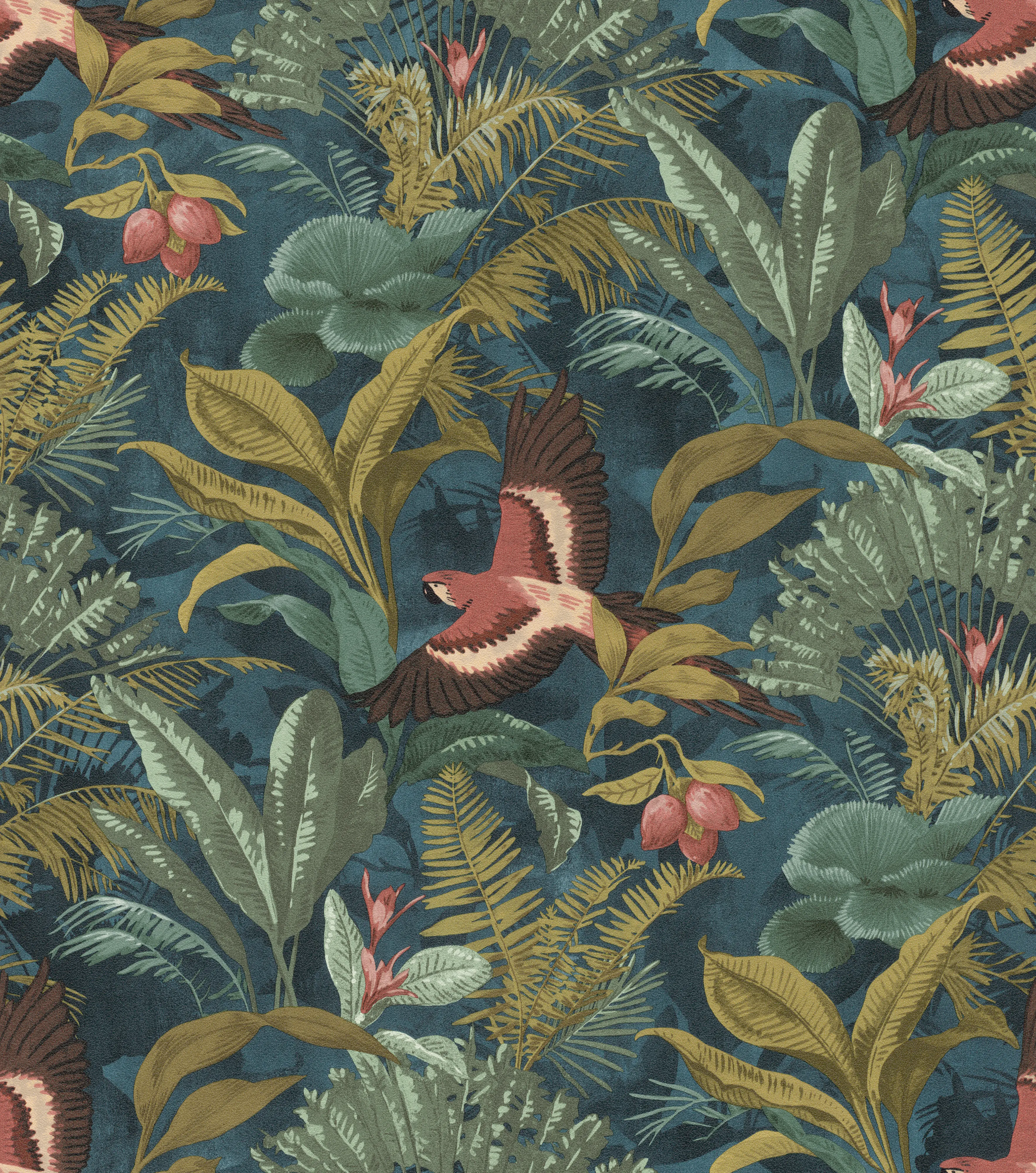 Rasch Vliestapete Muster Dschungel blau grün 10,05 x 0,53 m