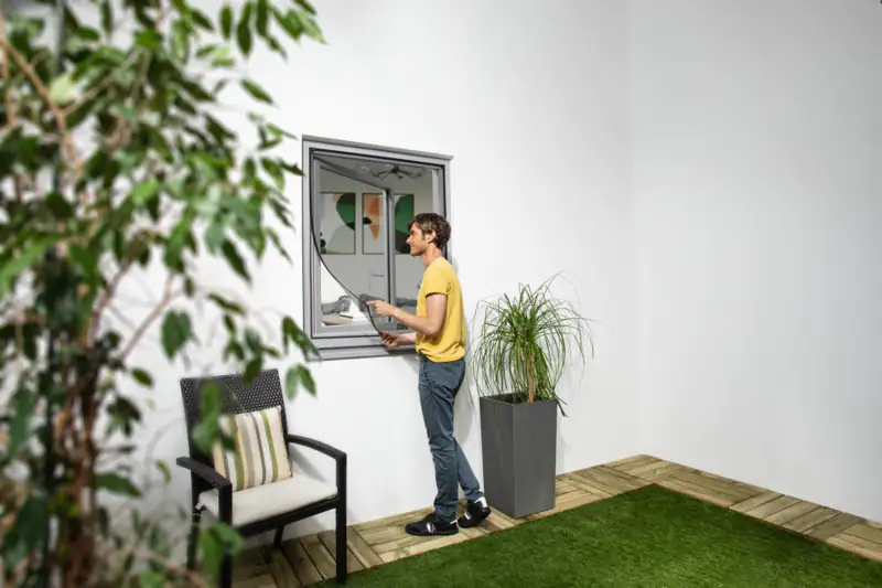 TrendLine Fliegenschutz-Magnetfenster 100 x 120 cm anthrazit/anthrazit kürzbar