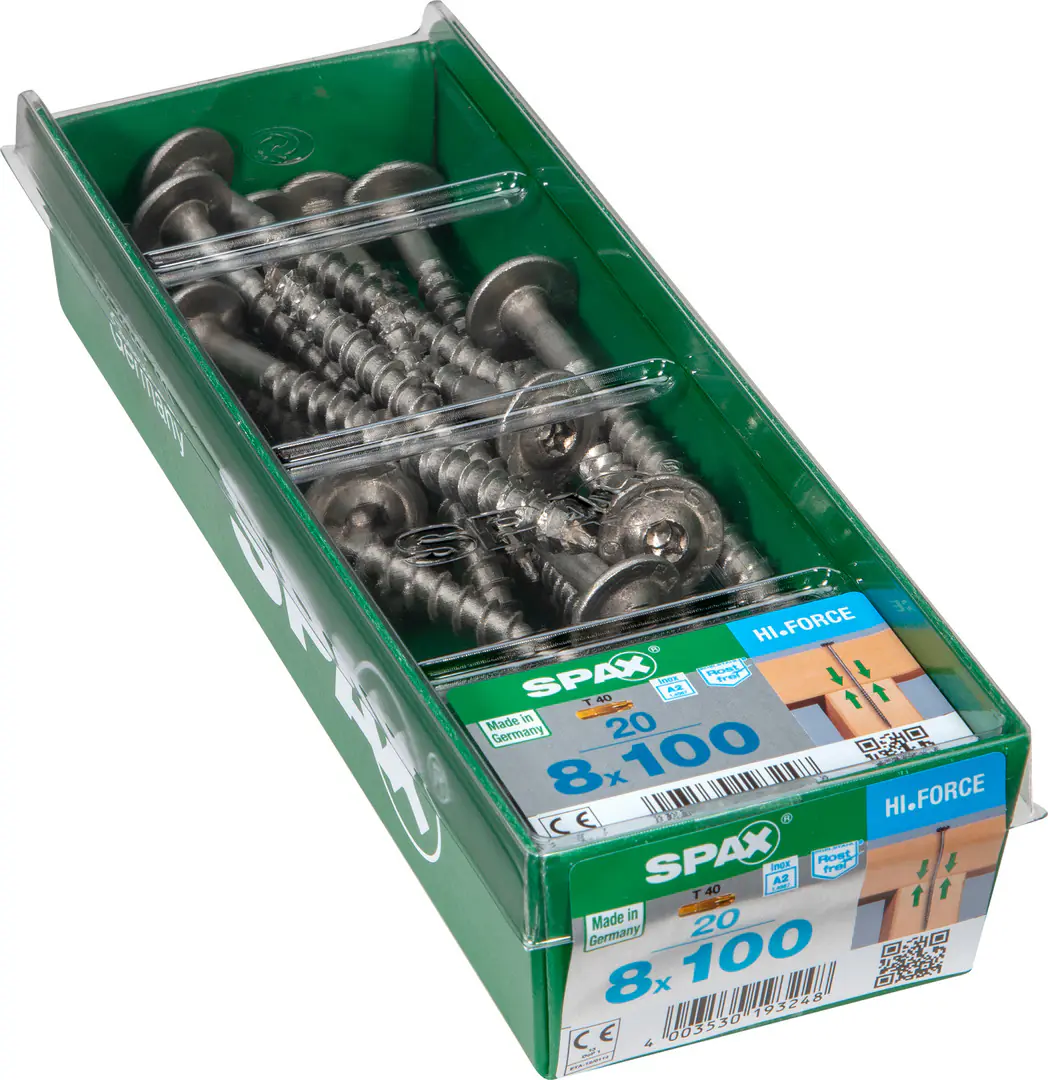 Spax Tellerkopfschrauben 8.0 x 100 mm TX 40 - 20 Stück Edelstahl