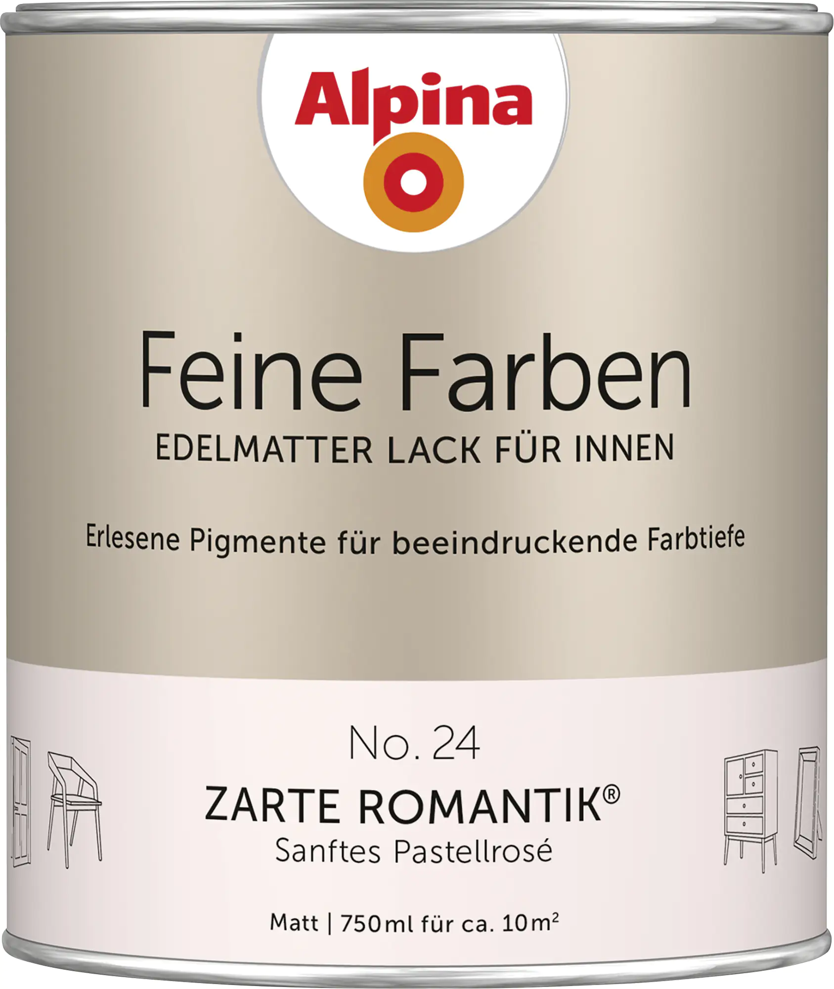 Alpina Feine Farben Lack No. 24 Zarte Romantik  pastellrosé edelmatt 750 ml Alpina Feine Farben Lack No. 24 Zarte Romantik  pastellrosé edelmatt 750 ml