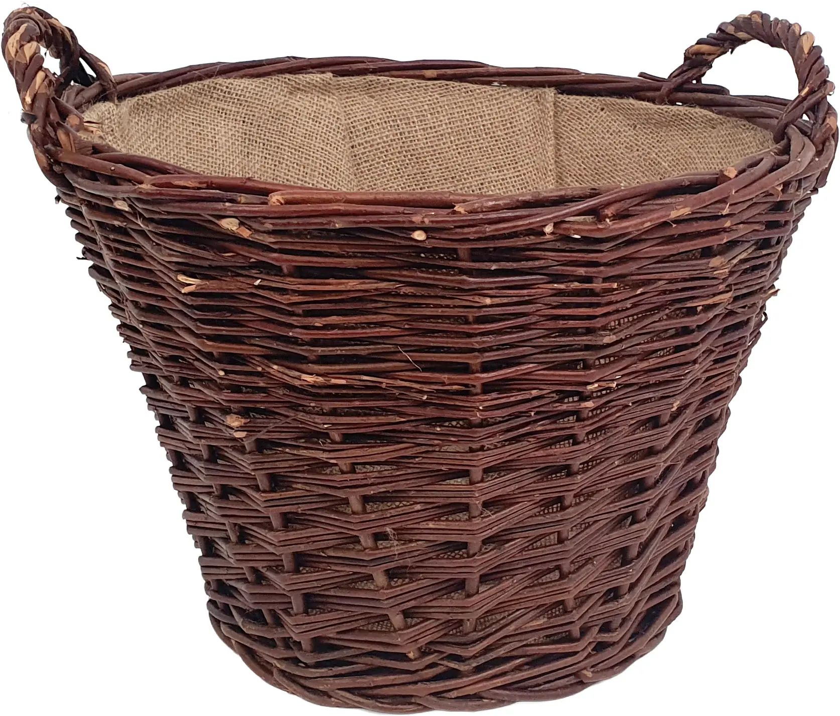 Aufbewahrungskorb Kiepe braun mit Jute klein