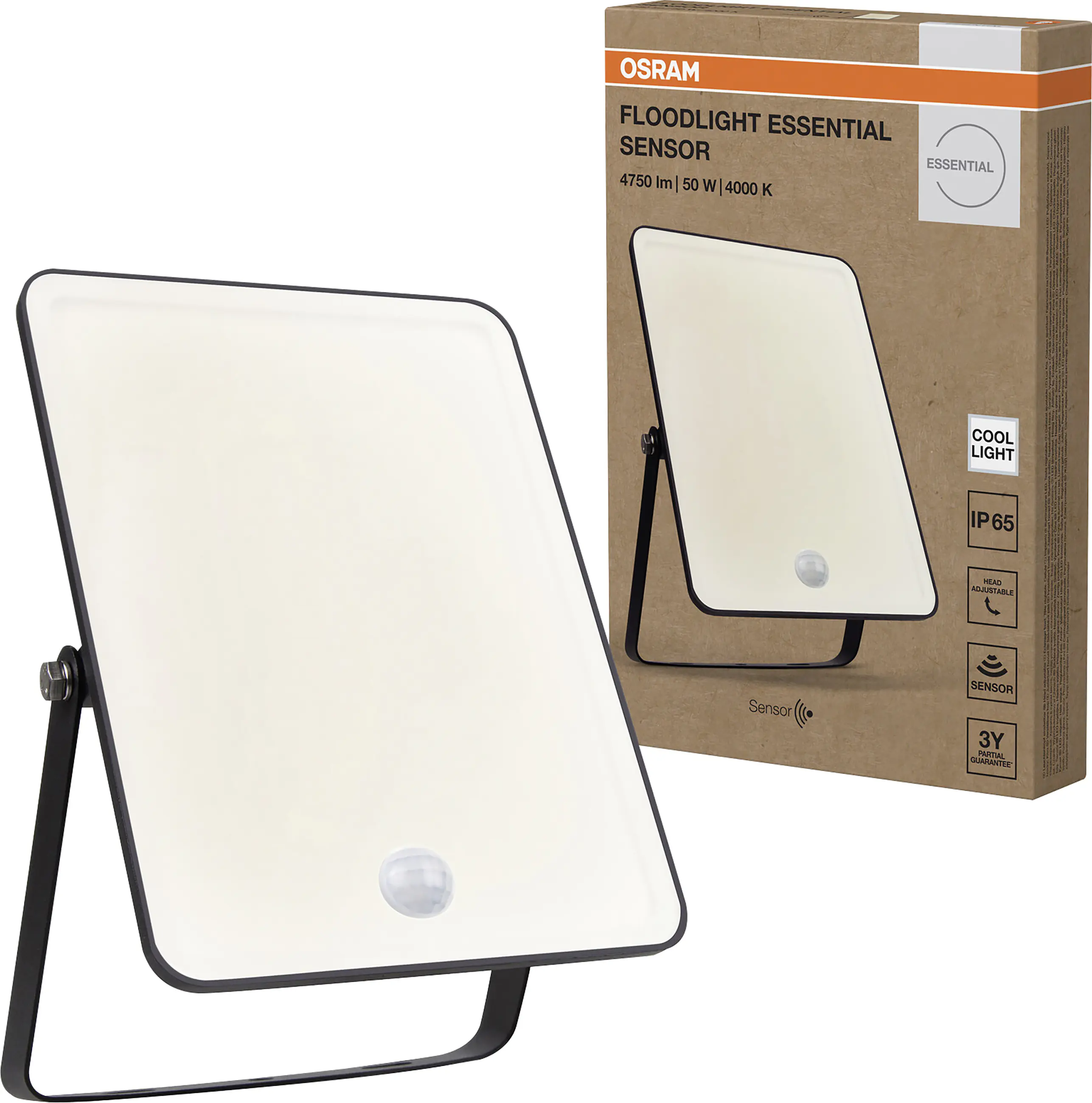 Osram LED-Außenleuchte Floodlight Essential mit Bewegungsmelder 23,8 cm neutralweiß schwarz