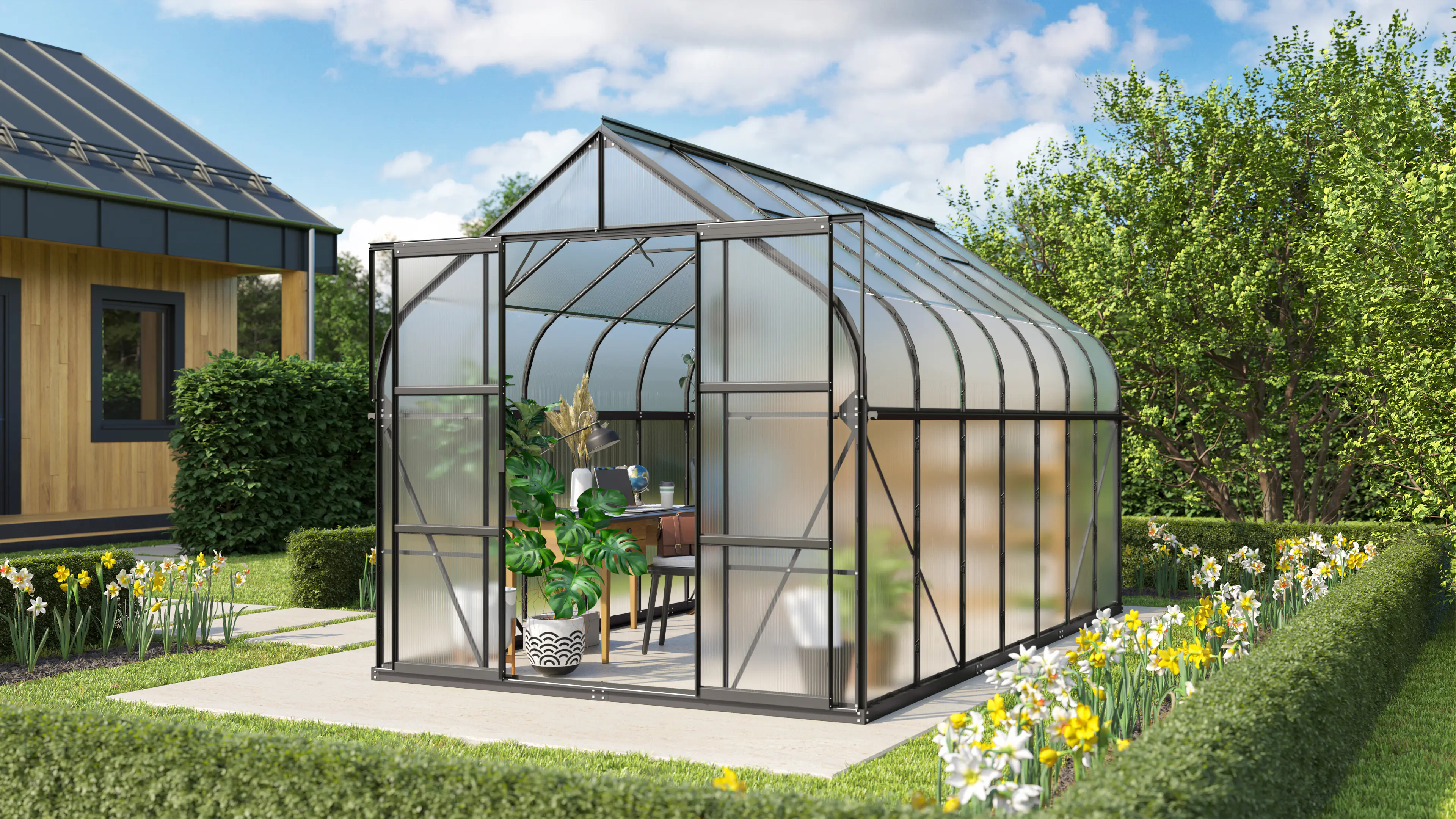 Vitavia Gewächshaus-Set-Set Dione 11500 HKP 4 mm schwarz 254 x 441 cm