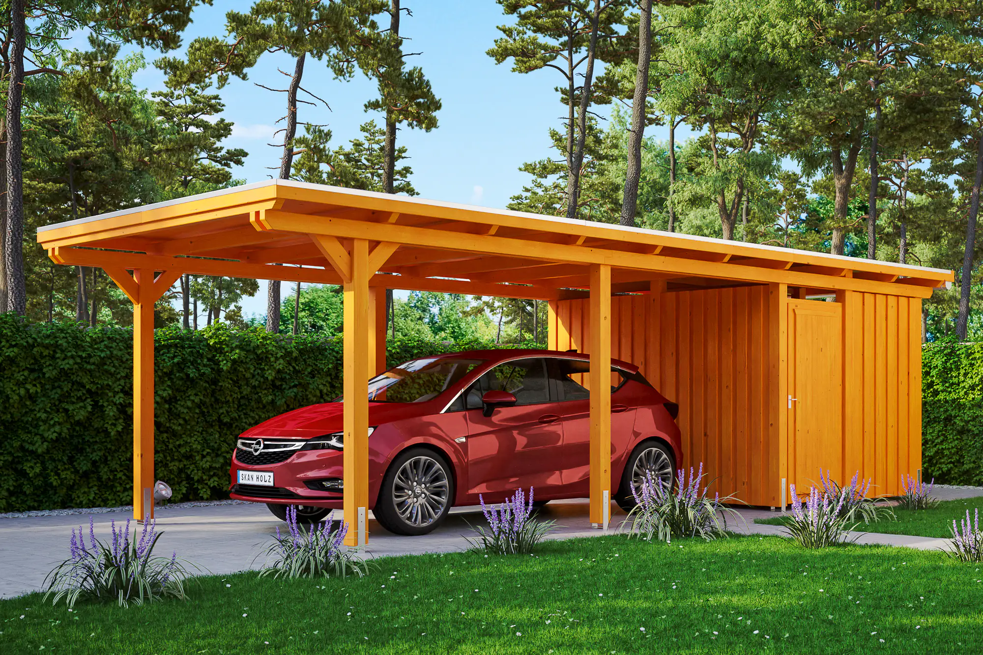 4018211022250 SKAN HOLZ Carport Emsland 354 x 846 cm mit Aluminiumdach mit Abstellraum