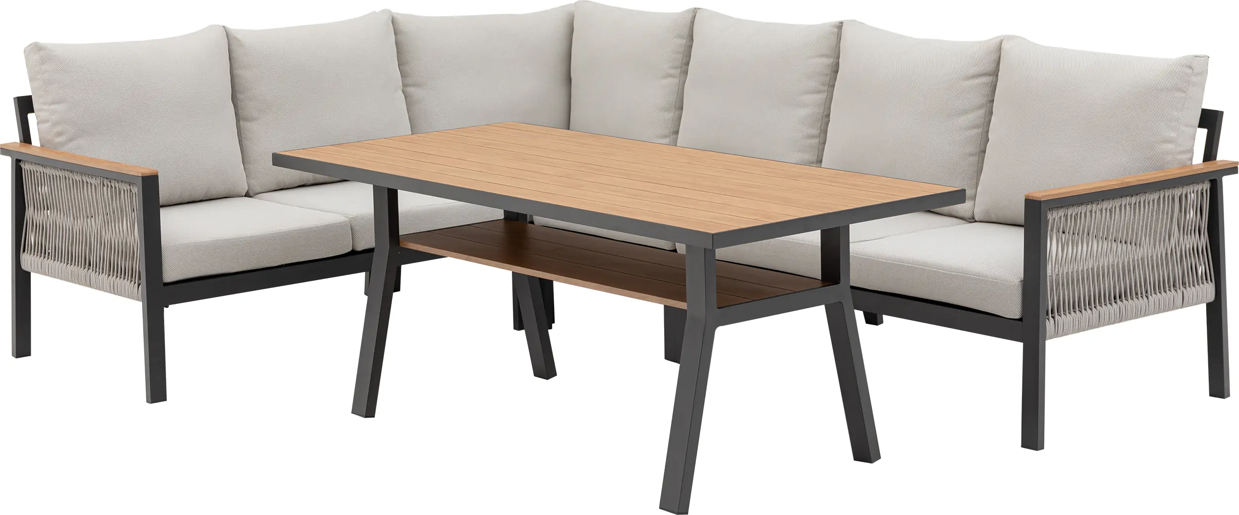 Primaster Gartenmöbel-Set Kos Aluminium in Holzoptik