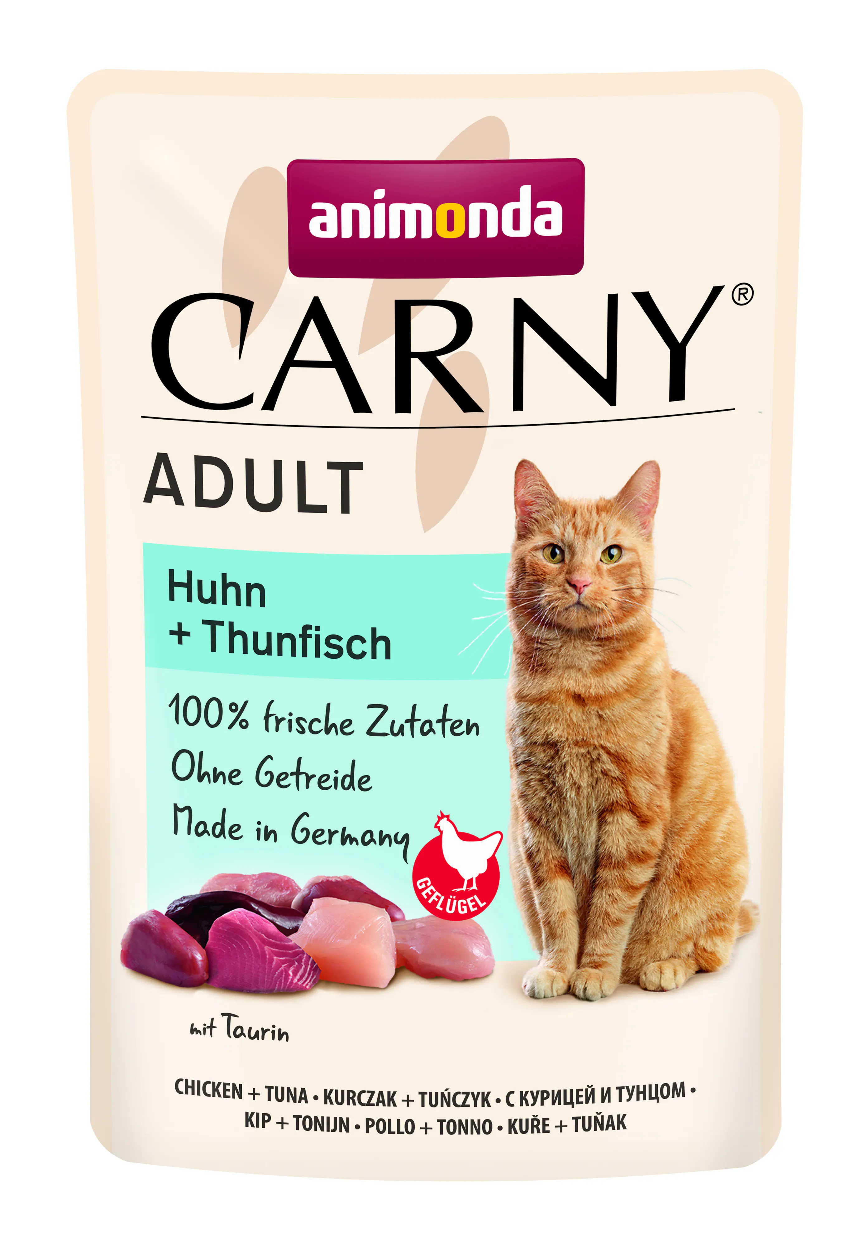 Carny Katzennassfutter Adult getreidefrei 85 g Huhn & Thunfisch