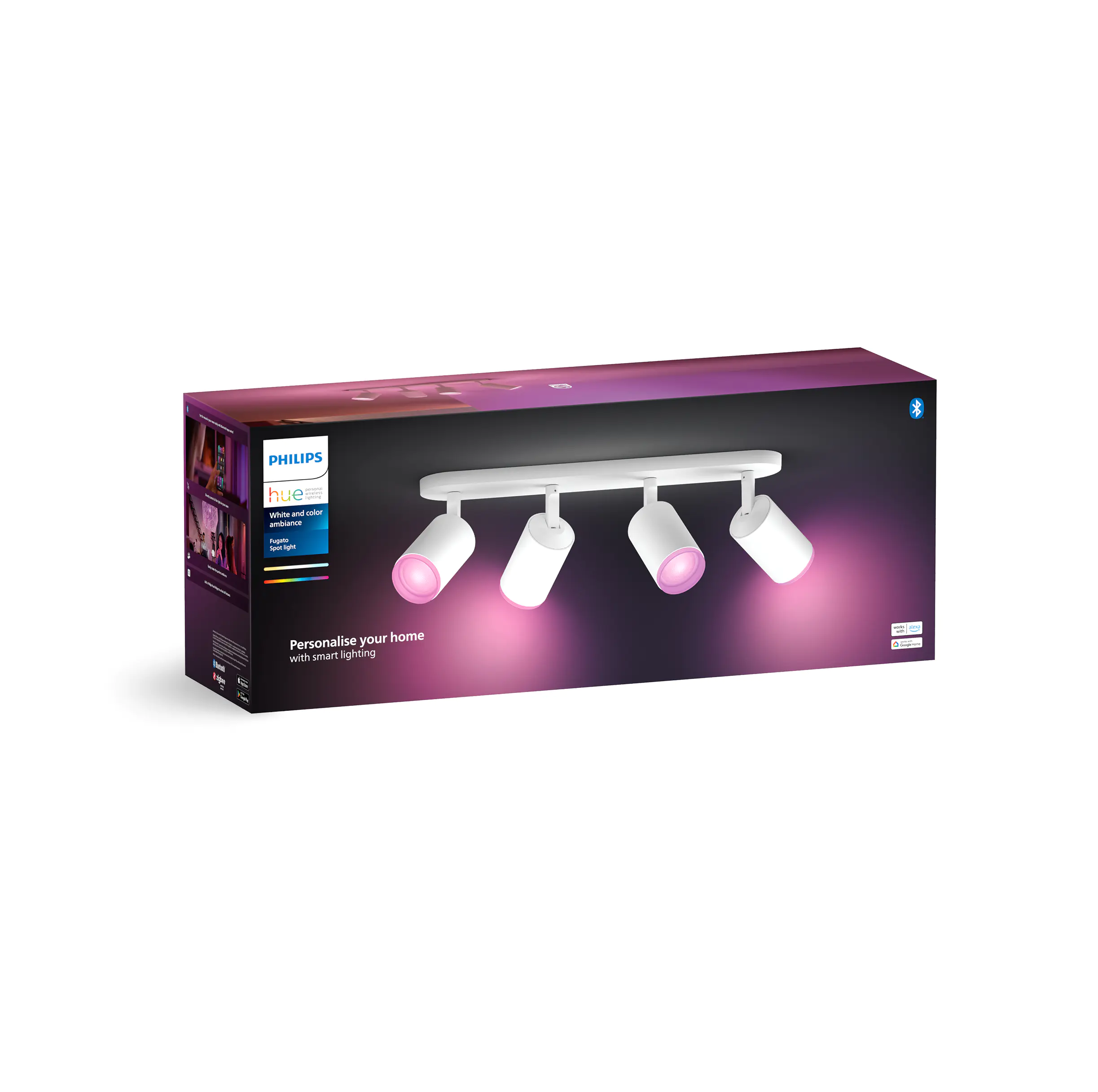 Philips Hue LED Deckenleuchte 4er Spot Fugato 20,6 x 14,45 cm weiß