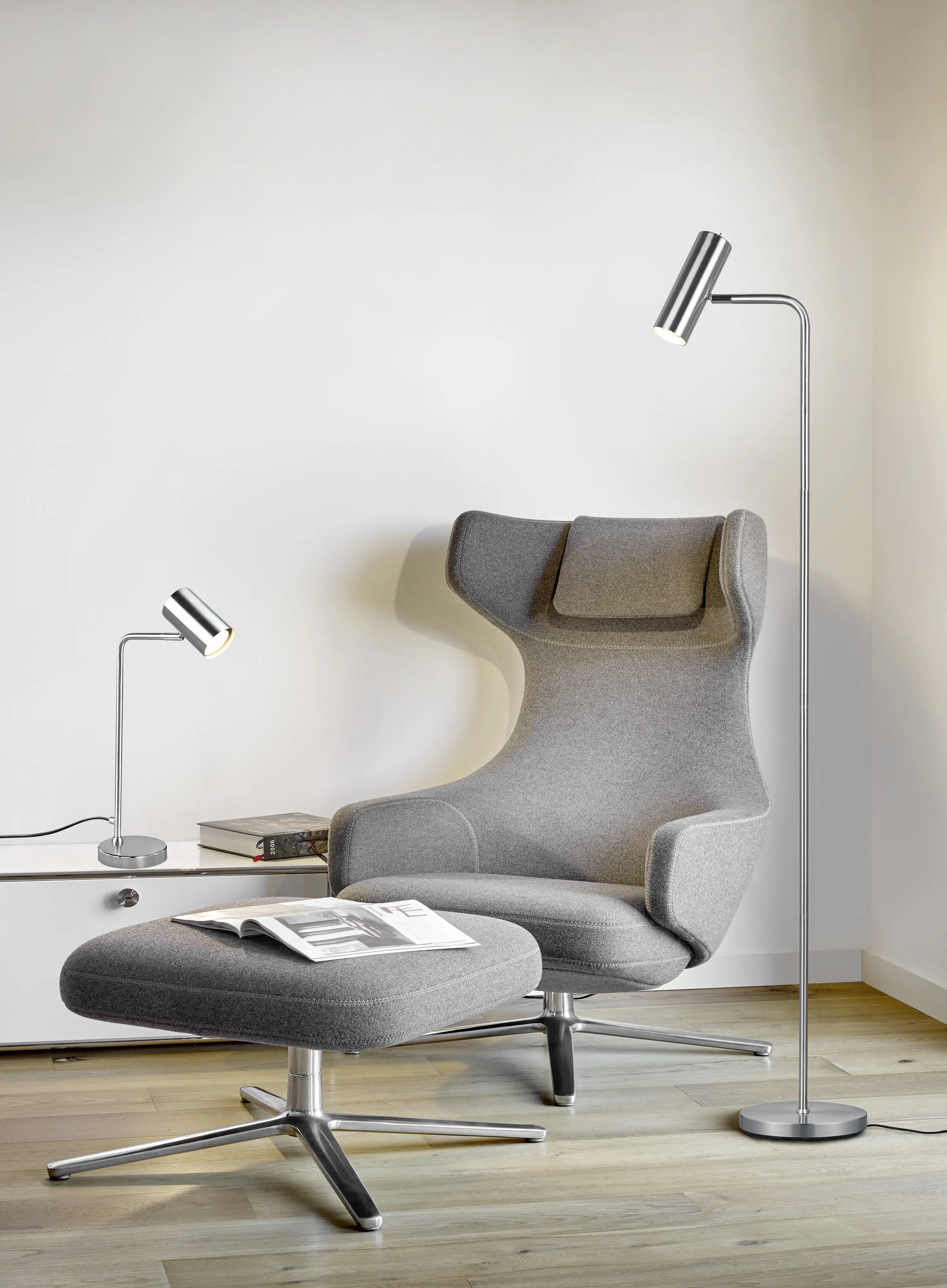 Trio Stehleuchte Marley nickel mit Schalter