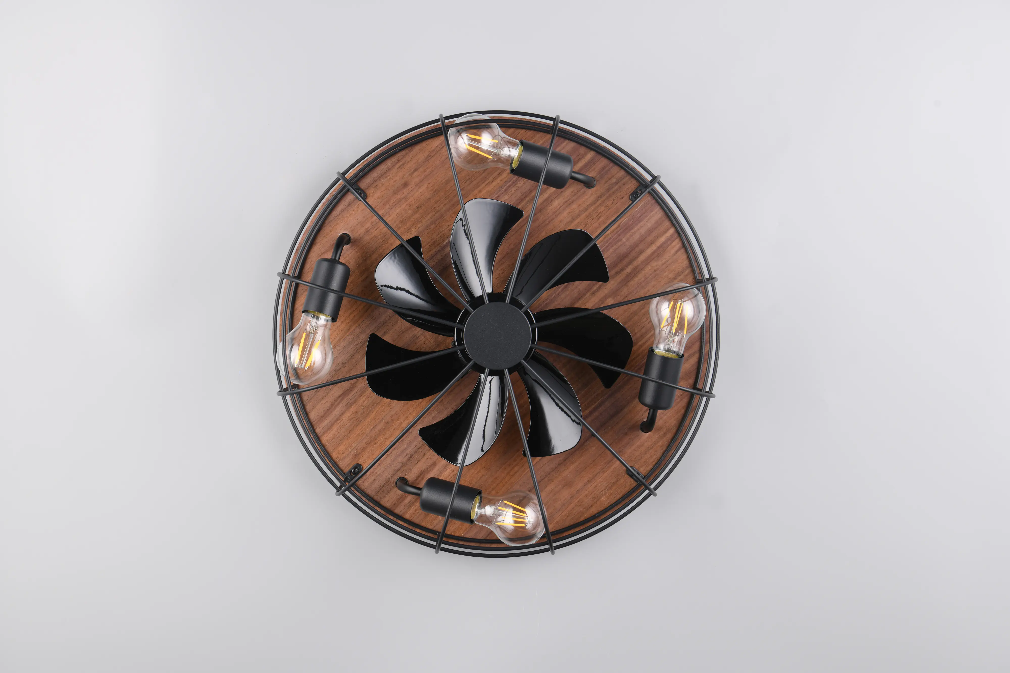 Trio Deckenleuchte Trondheim mit Ventilator Ø 50 x 21,5 cm braun/schwarz matt