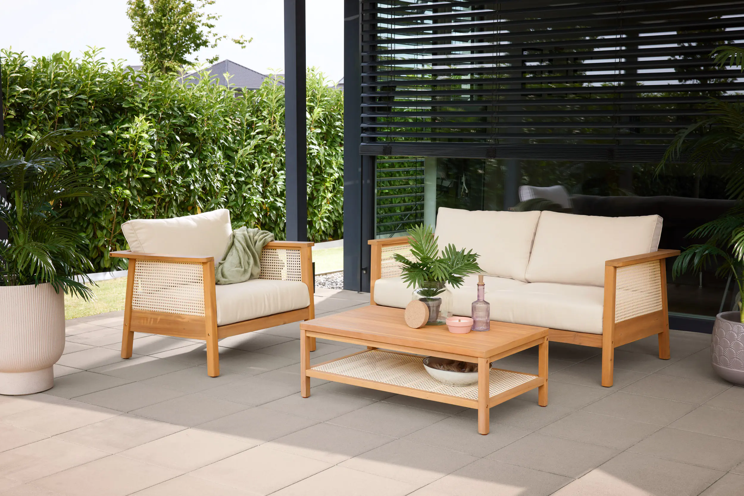 Primaster Gartenmöbel-Set Aruba Akazie/Wiener Geflecht