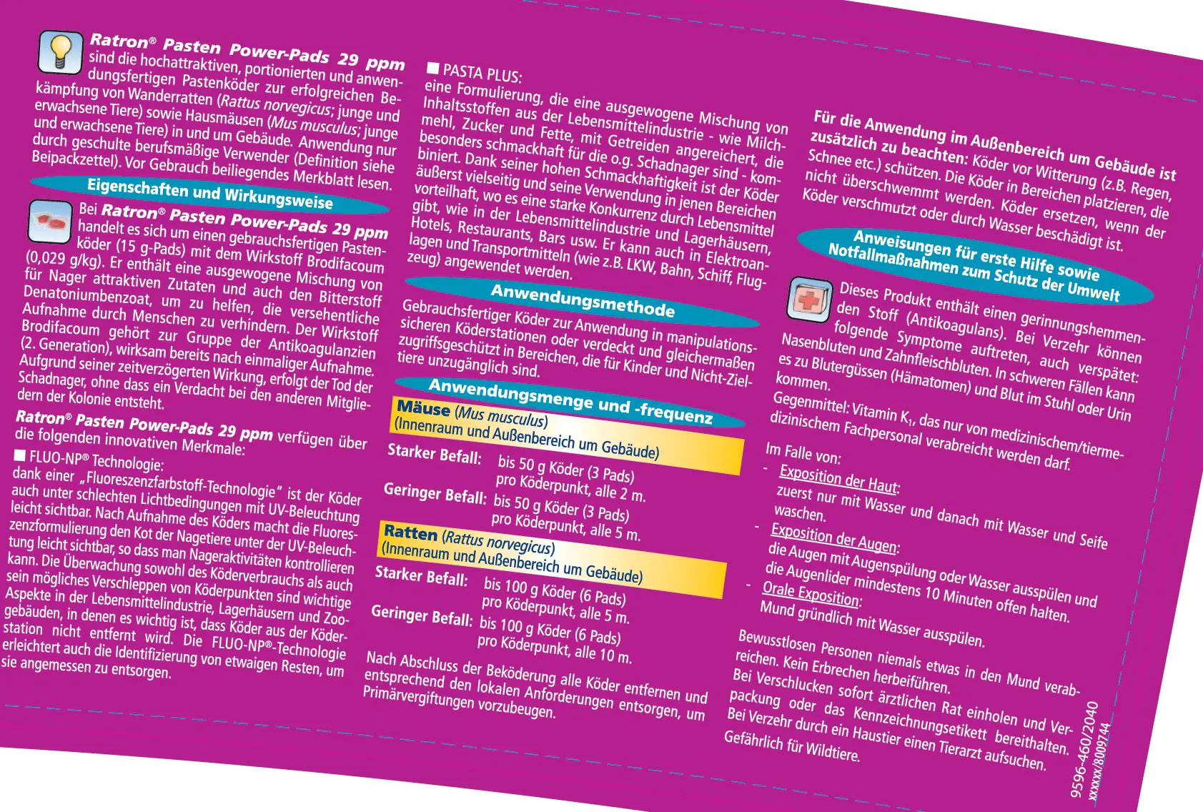 Ratron Rattenköder Pasten Power-Pads 29 ppm, 1005 g