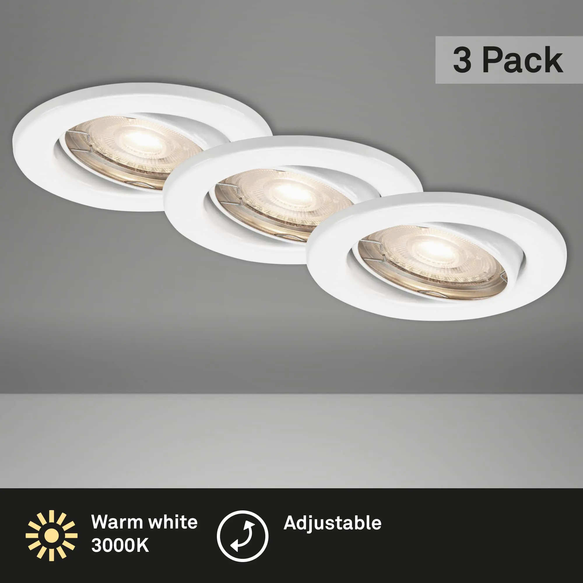 Di-Ka LED Einbauleuchte Sten 3er Set weiß Ø 8,6 cm GU10, warmweiß Di-Ka LED Einbauleuchte Sten 3er Set weiß Ø 8,6 cm GU10, warmweiß