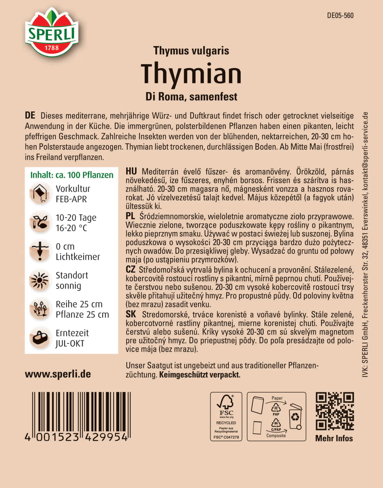 Sperli Thymian Di Roma