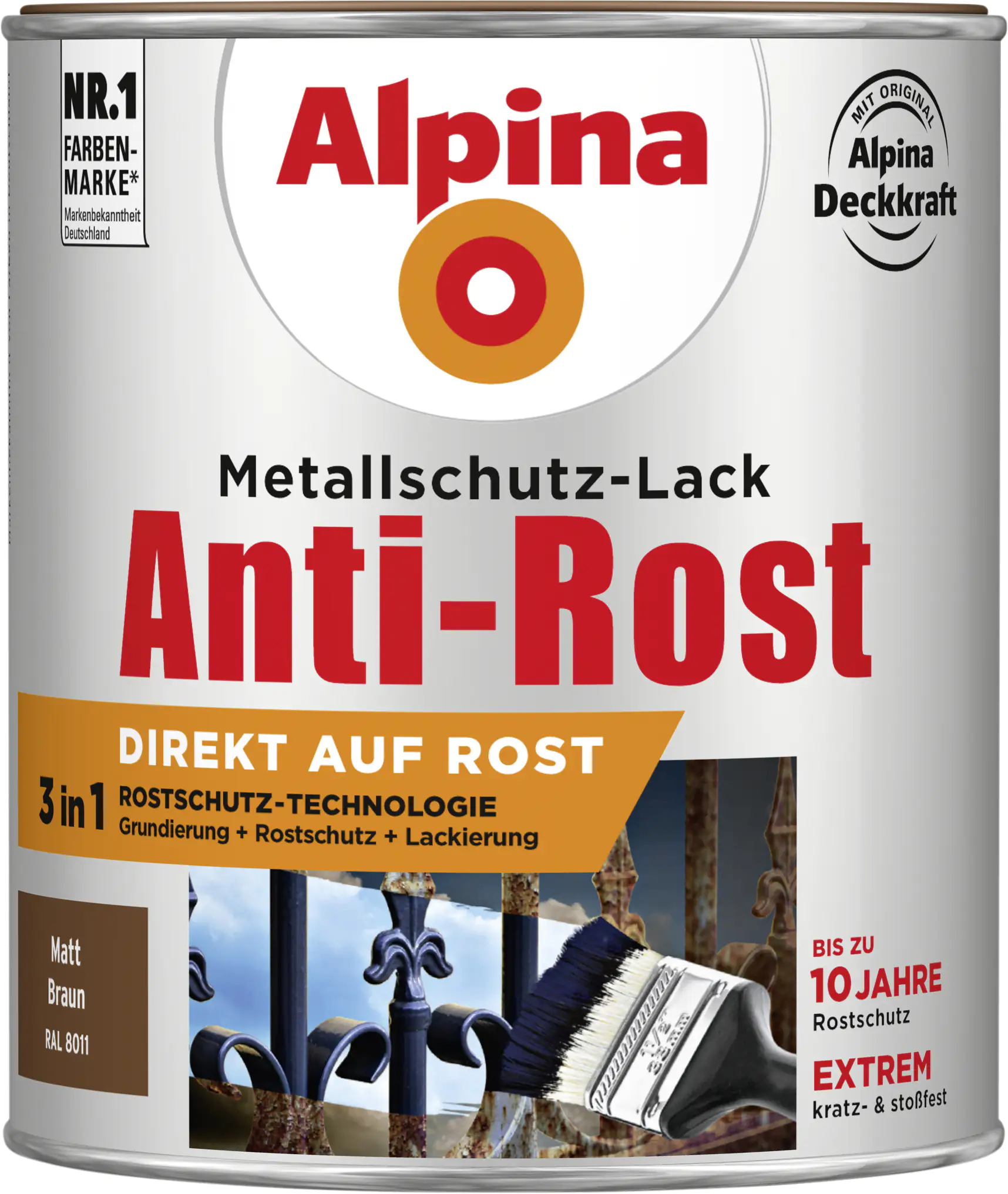 Alpina Metallschutz-Lack Anti-Rost 750 ml braun matt Alpina Metallschutz-Lack Anti-Rost 750 ml braun matt